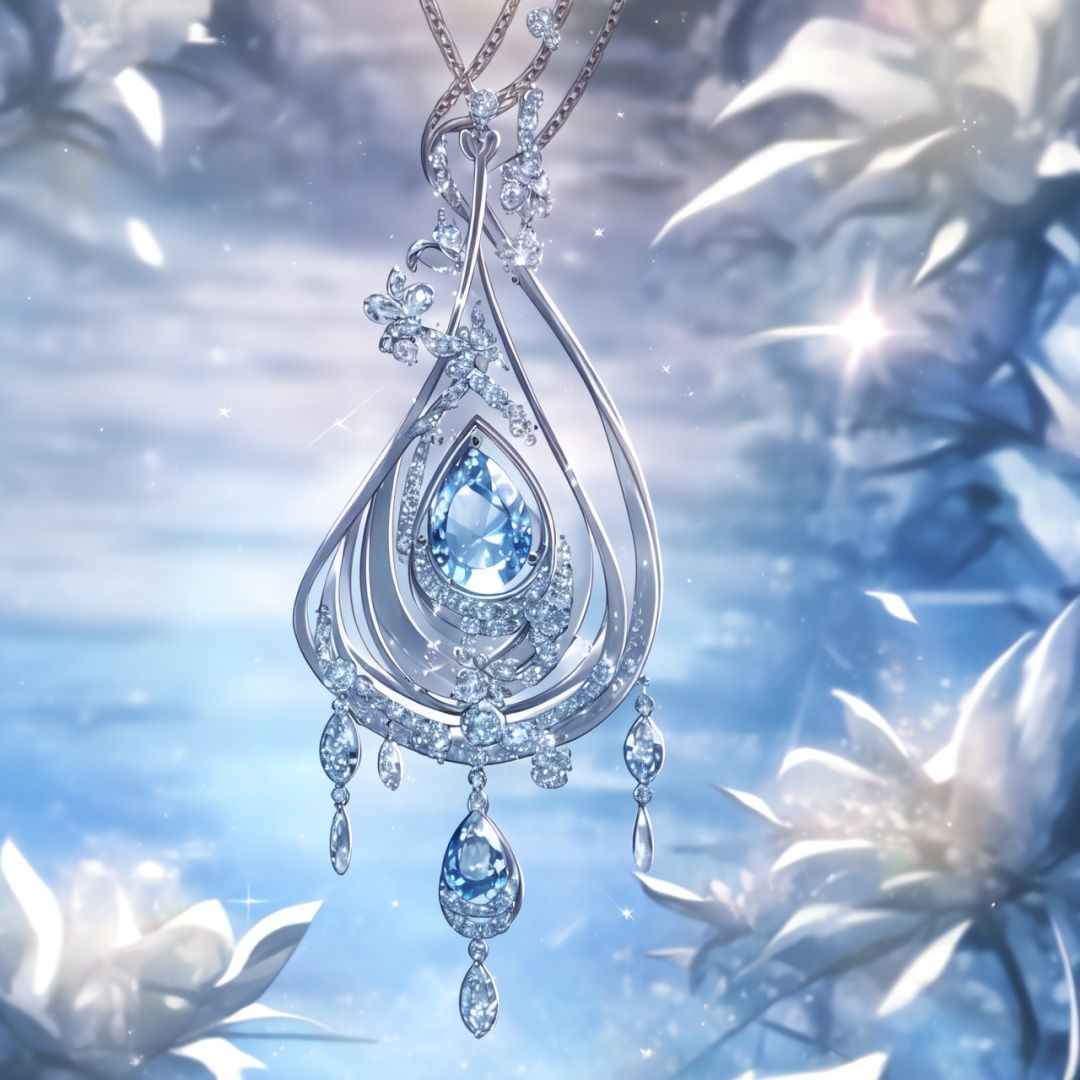  Best quality, 8k, cg,Pendant,sapphire,Shiny