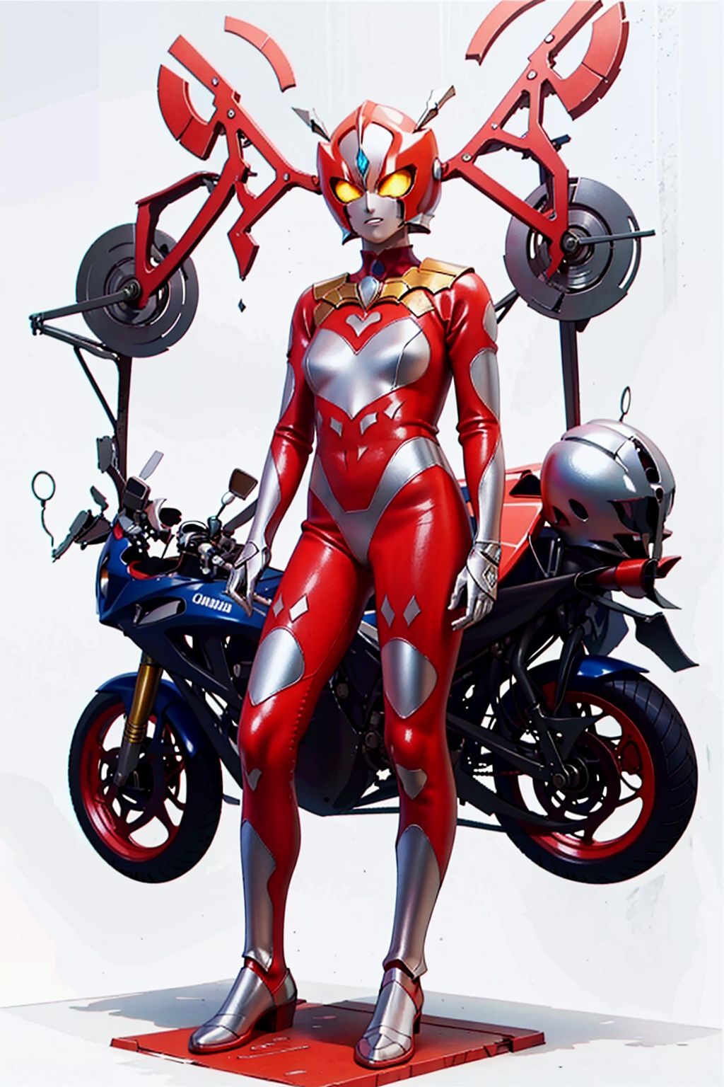  (masterpiece:1.3), (the best quality:1.2), (super fine illustrations:1.2), (Masterpiece), high quality, high detail,((white background:1.2)), looking at viewer, (SOLO:1.4),outline,,simple background,white bodysuit,white gloves,legwear,gloves,boots,logo,cover,mask,plugsuit,gem,bodysuit,red pattern on body,white tight-fitting,white footwear,helmet,leather suit,armor,latex