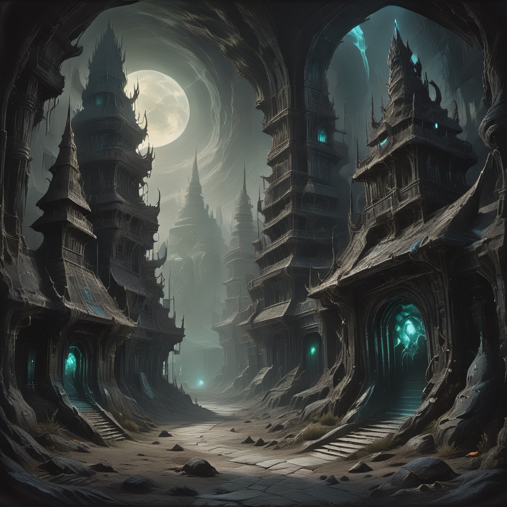 shadowy dragonspawn, a creature born from the darkest depths of dragonkind, lurking in the ancient caverns. Its scales reflect an eerie iridescence, and its eyes gleam with otherworldly intelligence, Comic Book-Style,Obsidian Enigma Art Style