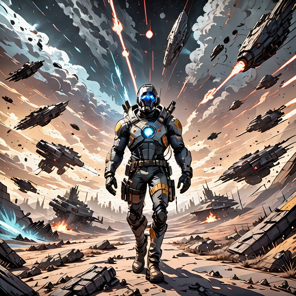 ((Comic Book Style 2D,  Journey into a cel-shaded realm of interstellar warfare,  where spacefaring vessels and cosmic bat...
