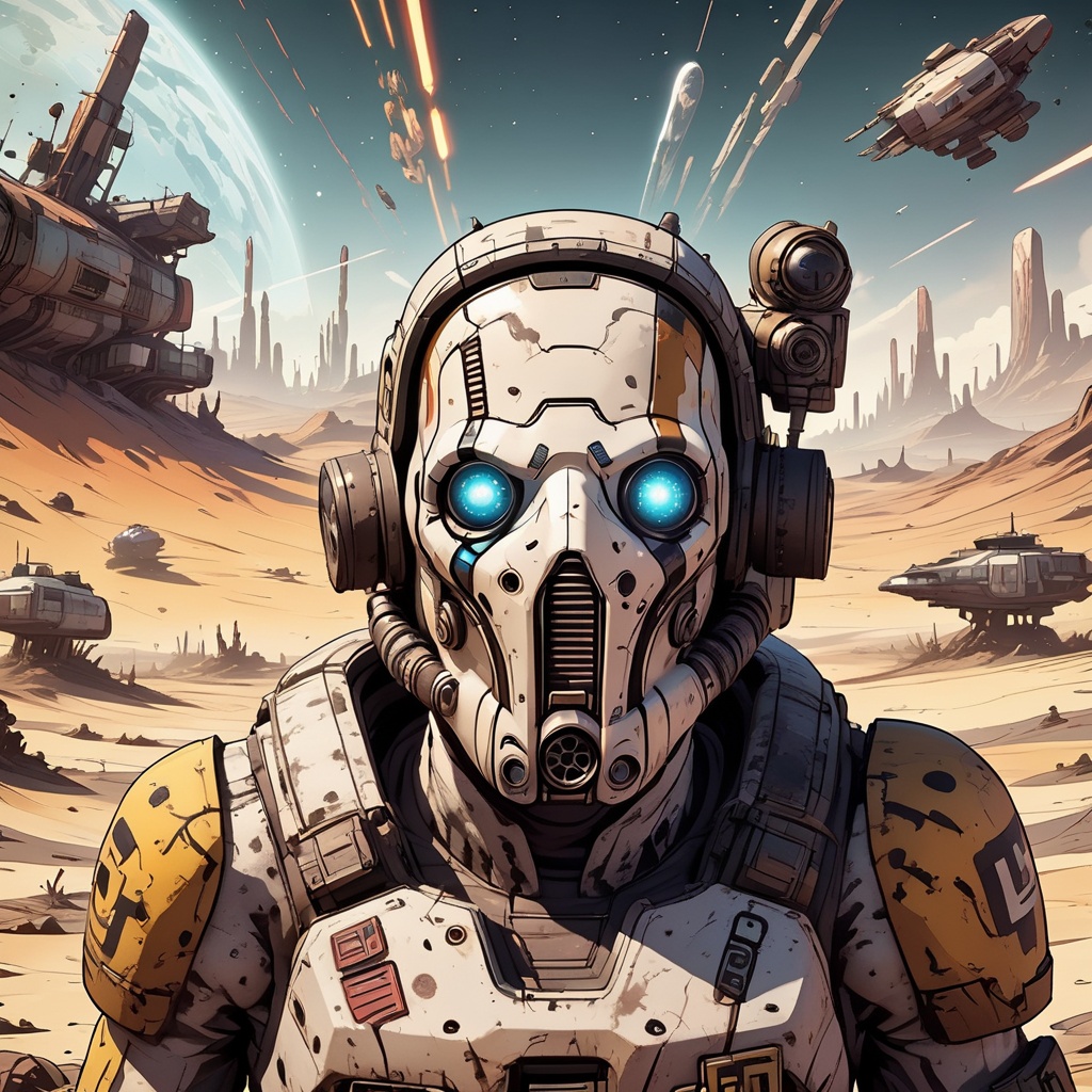 ((Journey into a cel-shaded realm of interstellar warfare,  where spacefaring vessels and cosmic battles unfold in a visua...