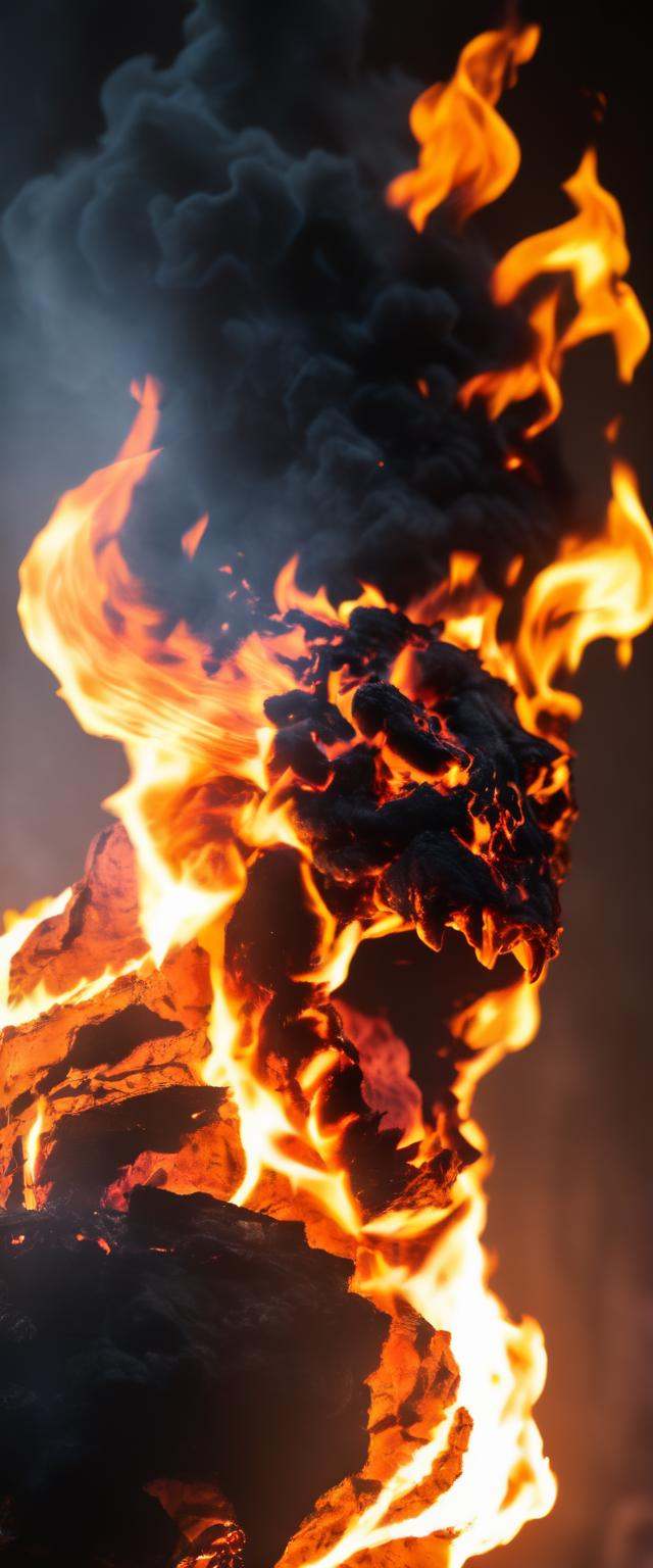 fire that looks like the balrog from lord of the rings 2001,  volumetric black smoke,  cinematic lighting on Tensor.Art