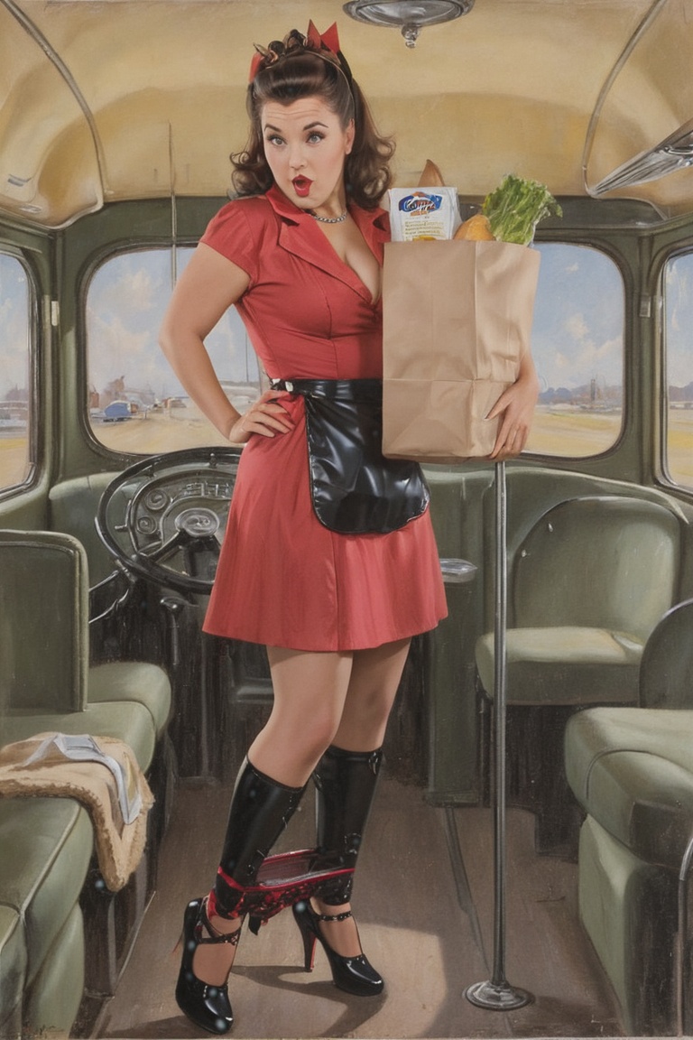 1940s pinup oil painting,  artfrahm,  brunette woman on Tensor.Art