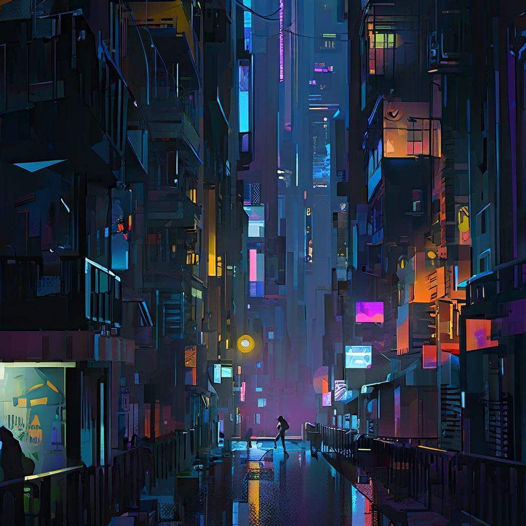 style of michal sawtyruk,Michal Sawtyruk,<lora:Michal Sawtyruk:0.95>,cyberpunk city at night,illustration,best quality,masterpiece,extremely detailed,finely detail,highly detailed,