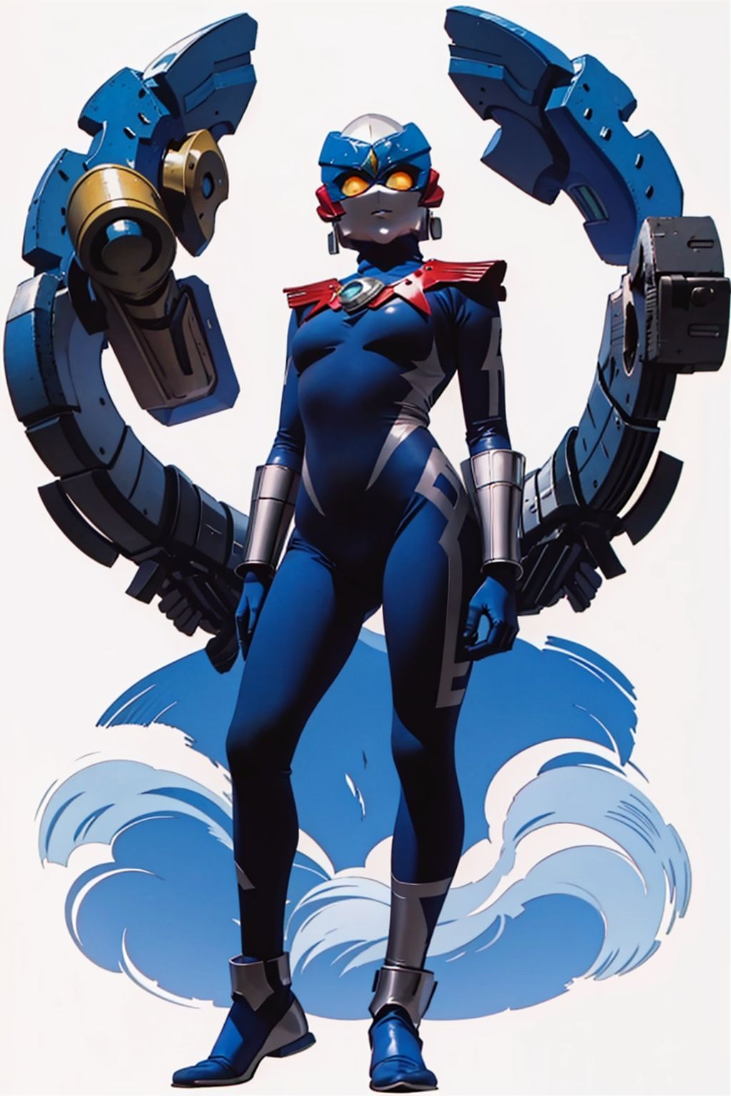  (masterpiece:1.3), (the best quality:1.2), (super fine illustrations:1.2), (Masterpiece), high quality, high detail,((white background:1.2)), looking at viewer, (SOLO:1.4),outline,,simple background,breasts,jewelry,glowing, armor,helmet,blue footwear,blue tight-fitting,silver pattern on body,bodysuit,gem,plugsuit,mask,cover,logo,boots,gloves,blue legwear,blue gloves,blue bodysuit,leather suit,latex