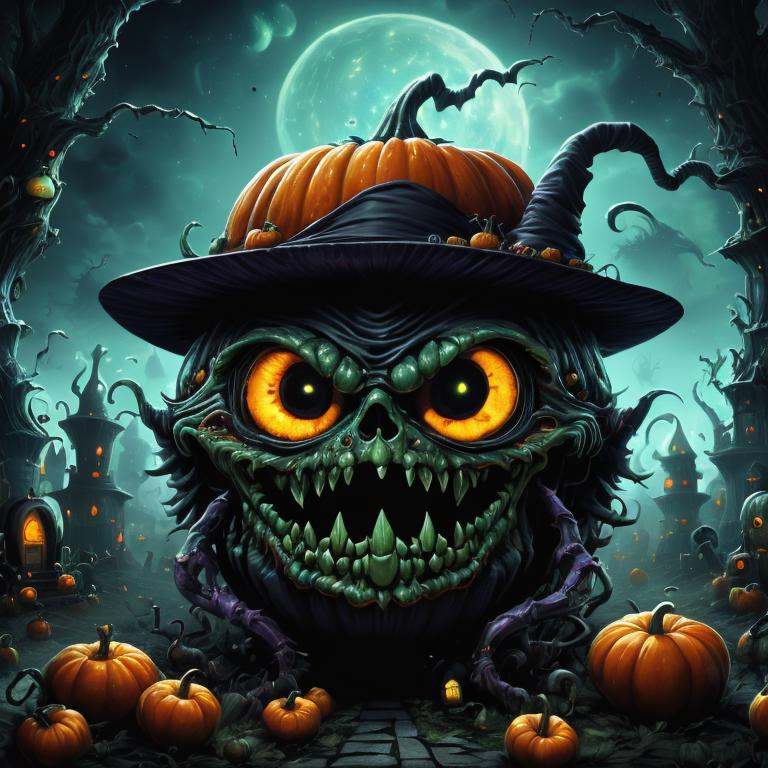 ((realistic,digital art)), (hyper detailed),h4l0w3n5l0w5tyl3DonML1gh7 Mystical Tim Burtonesque Ninja Witch's Garden Caramel Apples Spooky Soundtracks Wicked Grin Creepy Candlelight Tombstones Horror Movie Marathons,  <lora:h4l0w3n5l0w5tyl3DonML1gh7_v1.2-000008:1>