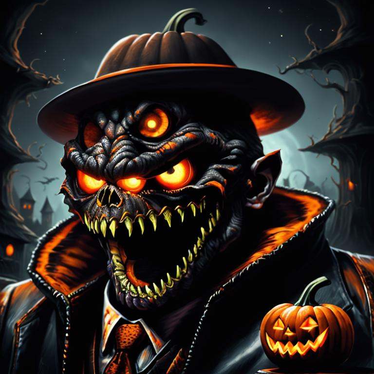 ((realistic,digital art)), (hyper detailed),h4l0w3n5l0w5tyl3DonML1gh7 Werewolf Hunter, Creepy, Spooky Mac 'n' Cheese, Zombie Ambiance Lighting, Carving Jack-o'-Lanterns,,  <lora:h4l0w3n5l0w5tyl3DonML1gh7_v1.2-000008:0.8>