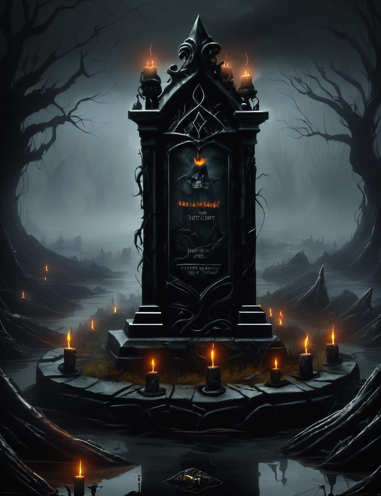 h4l0w3n5l0w5tyl3DonMD4rk Fog-shrouded Swamp,  Witching Hour,  Tombstones by DonMischo on Tensor.Art