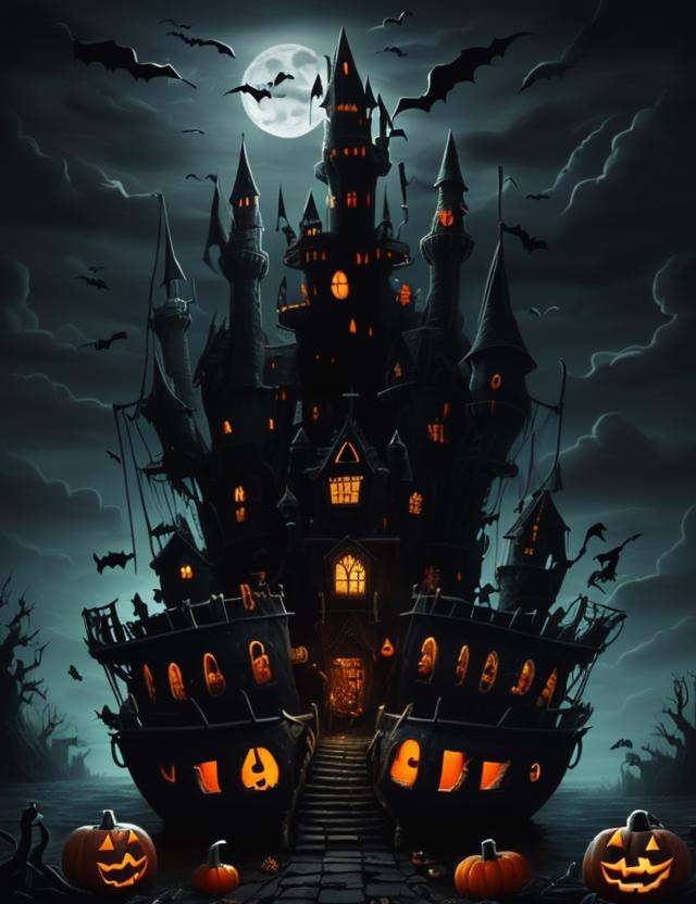 h4l0w3n5l0w5tyl3DonMD4rk detailed Ghostly Shipwreck,  Supernatural,  Black Cats by DonMischo on Tensor.Art