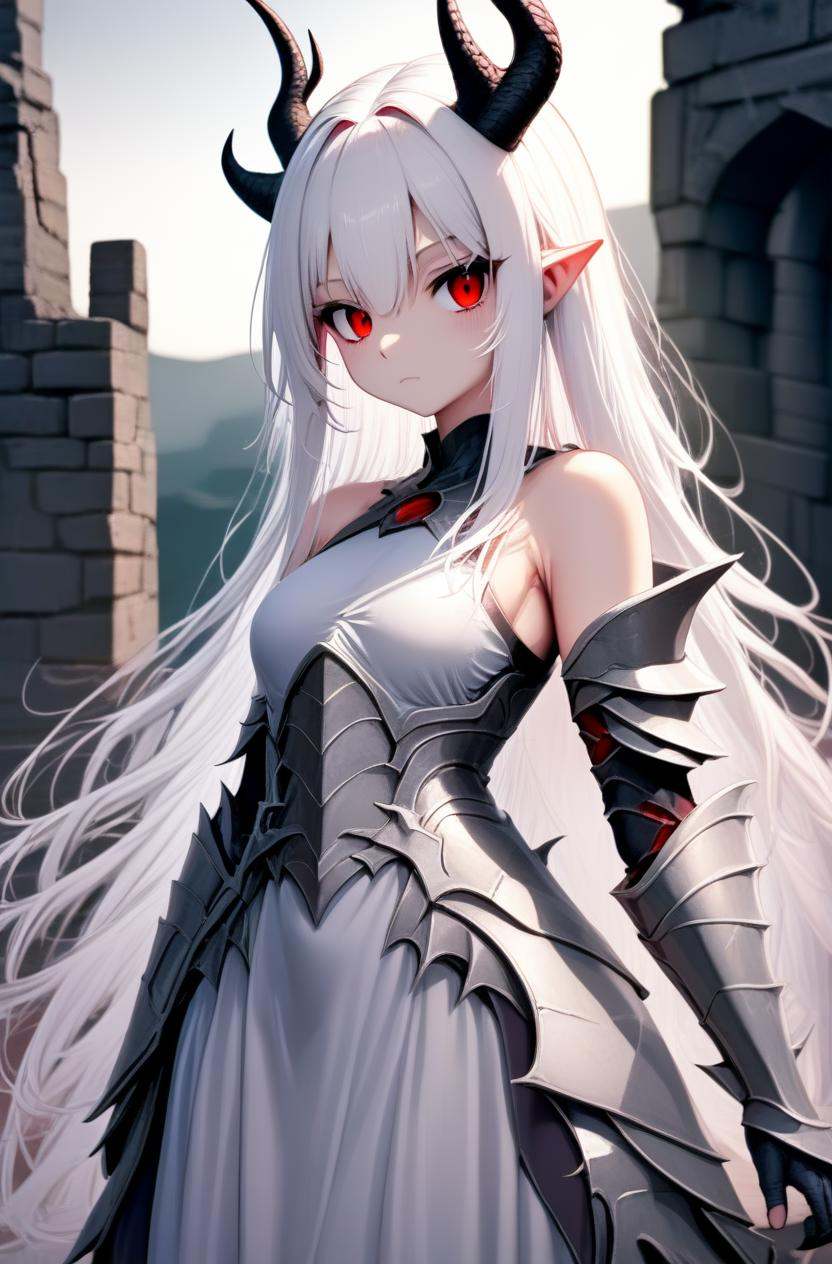 long hair,  white hair,  red eyes on Tensor.Art