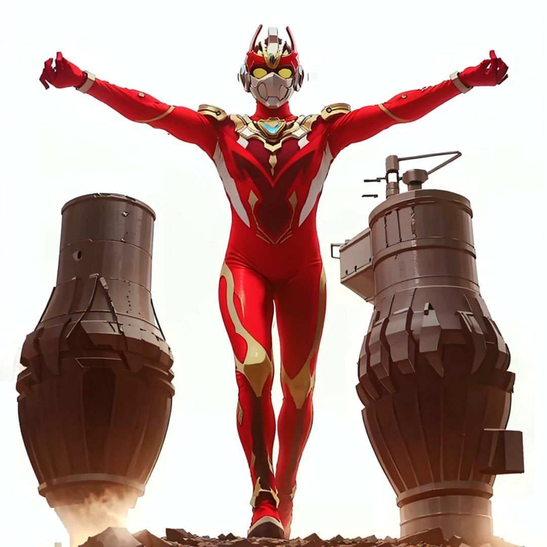 (masterpiece:1.3), (the best quality:1.2), (super fine illustrations:1.2), (Masterpiece), high quality, high detail,((white background:1.2)), looking at viewer, (SOLO:1.4),outline,,simple background,glowing, armor,helmet,red footwear,red tight-fitting,silver pattern on body,bodysuit,gem,plugsuit,mask,cover,logo,boots,gloves,red legwear,red gloves,red bodysuit,leather suit,latex