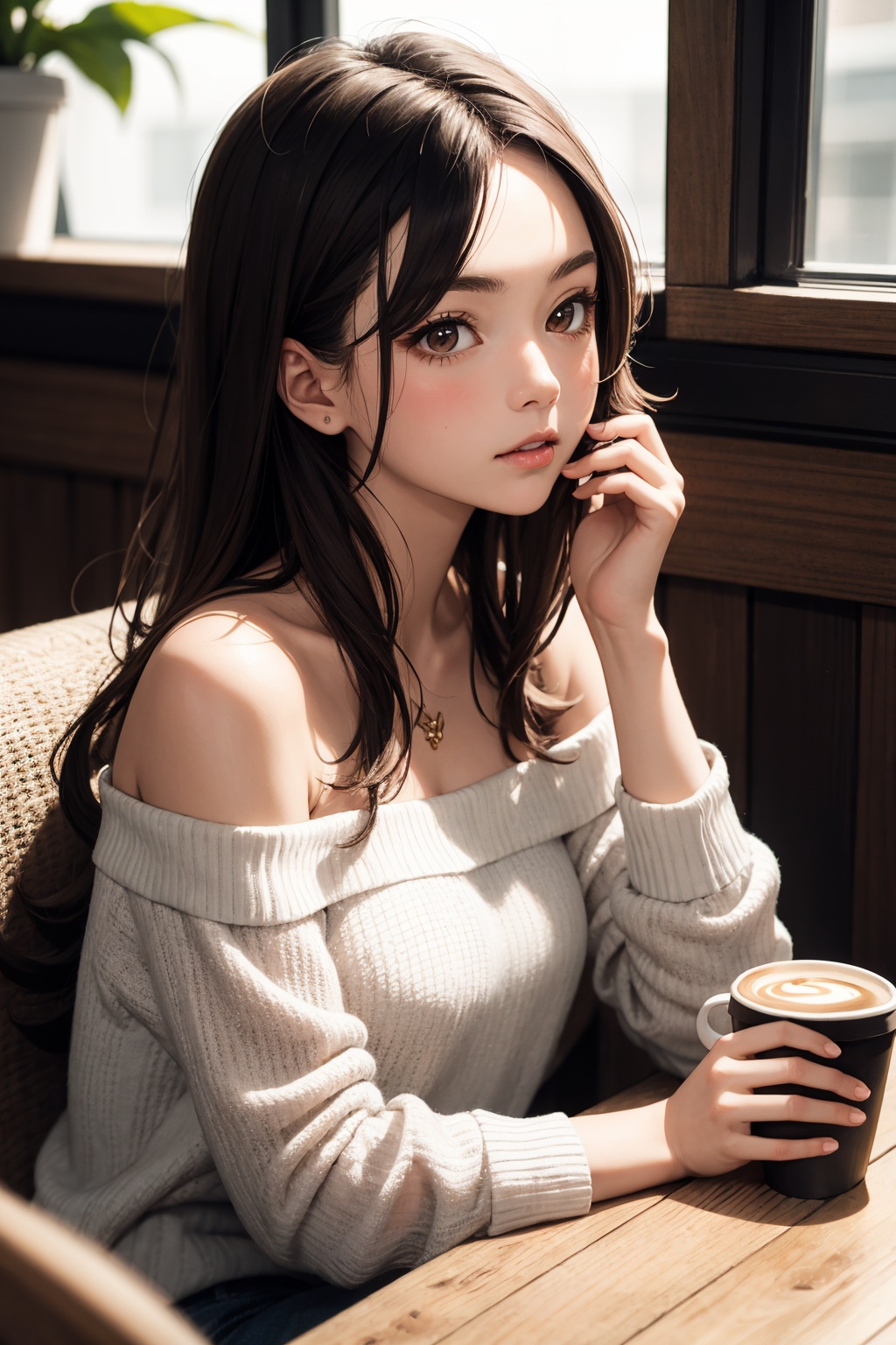 (masterpiece),  1girl,  long brown hair on Tensor.Art