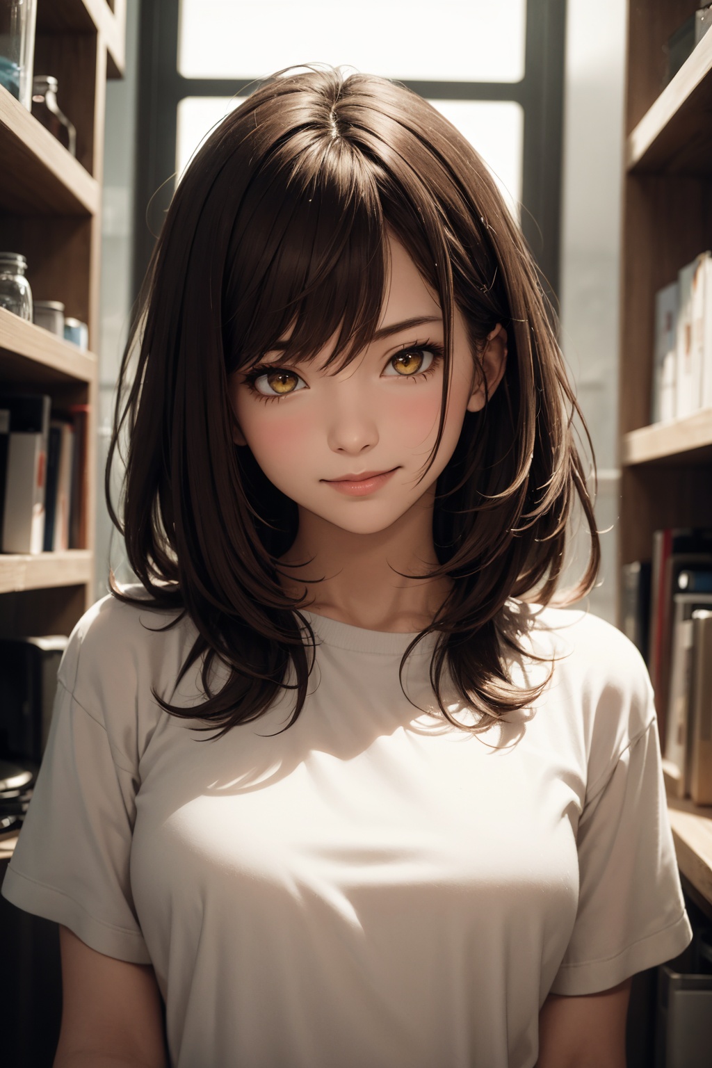 (masterpiece),  1girl,  brown hair on Tensor.Art