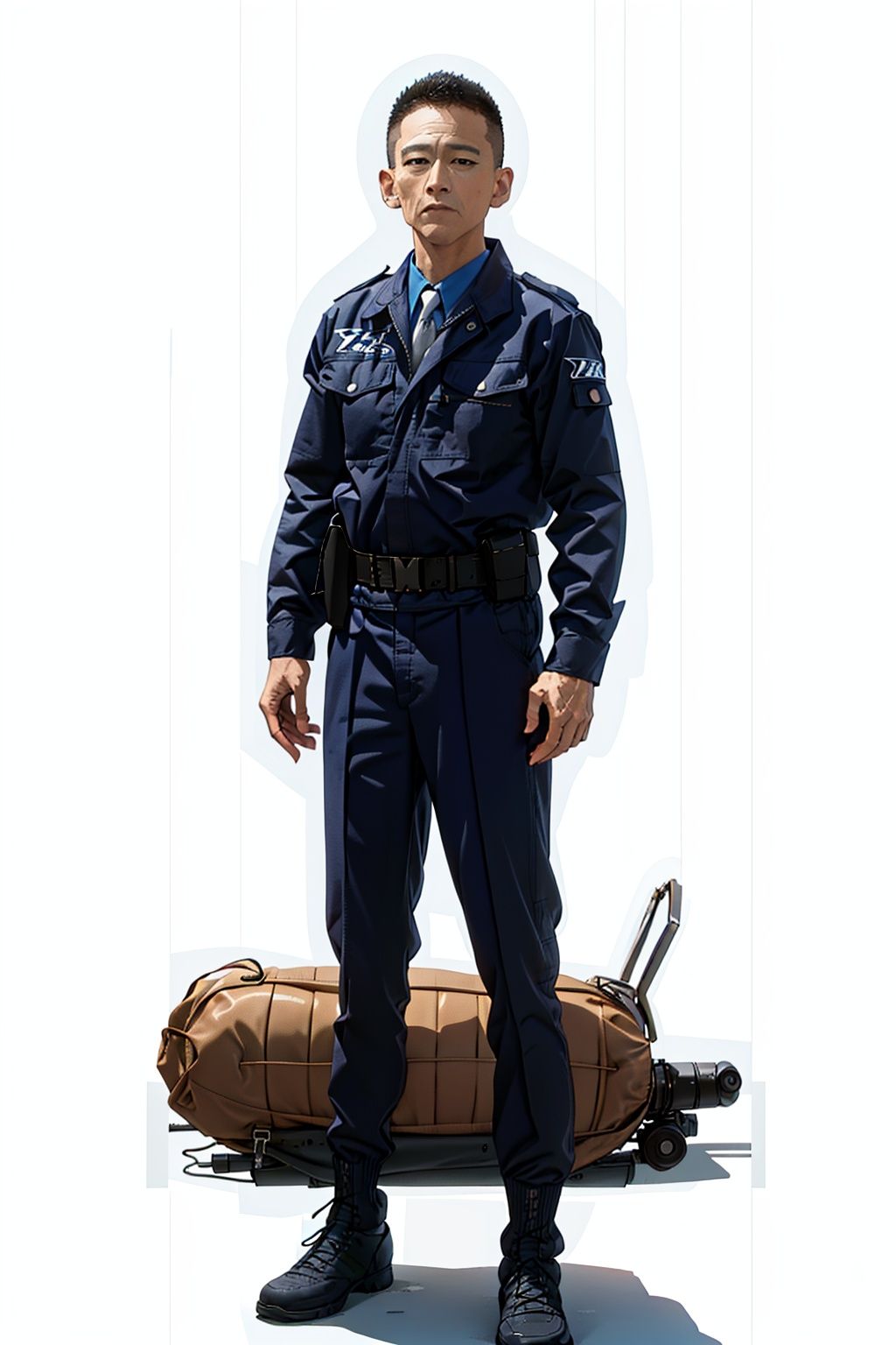  (masterpiece:1.3), (the best quality:1.2), (super fine illustrations:1.2), (Masterpiece), high quality, high detail,((white background:1.2)), looking at viewer, (SOLO:1.4),outline,,simple background,necktie, police uniform, uniform,collar, belt,boots,emblem,military uniform,logo,pants,armor,uniform,bodysuit,choker,belt pouch, jacket, collar