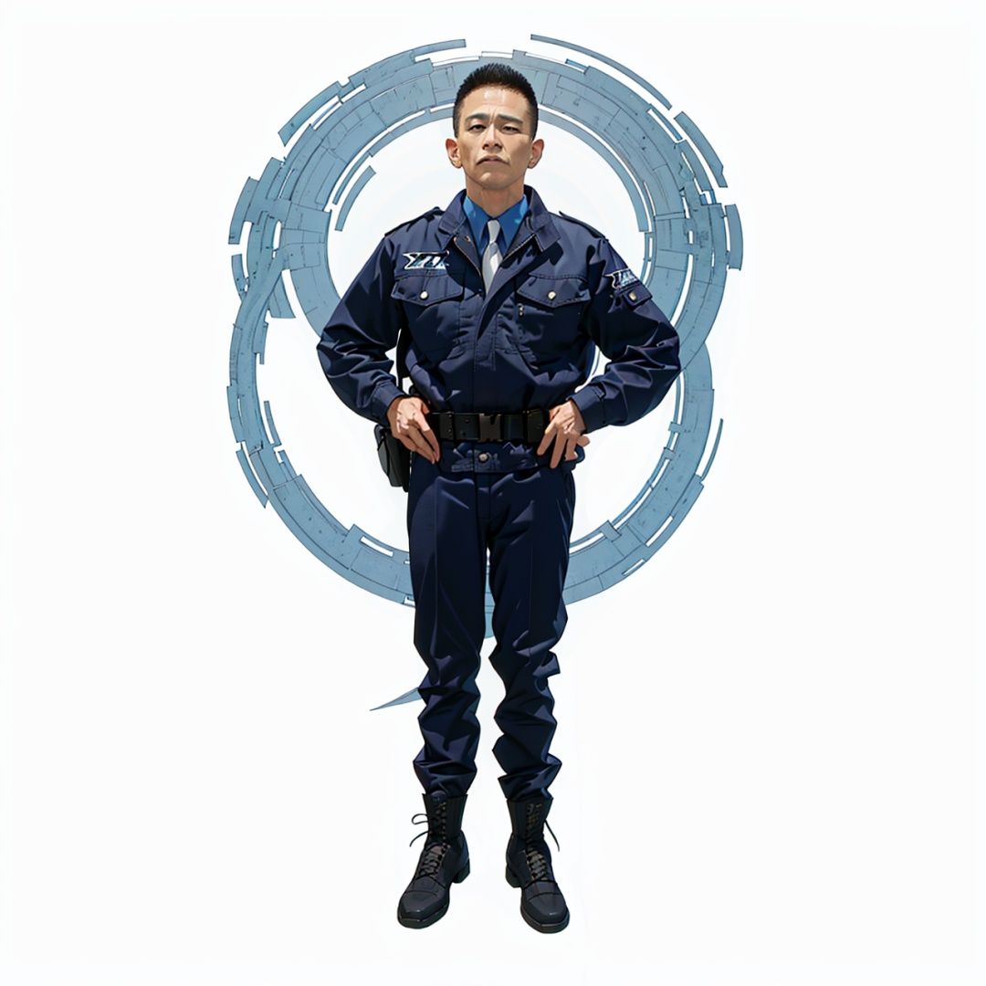 (masterpiece:1.3), (the best quality:1.2), (super fine illustrations:1.2), (Masterpiece), high quality, high detail,((white background:1.2)), looking at viewer, (SOLO:1.4),outline,,simple background,necktie, police uniform, uniform,collar, belt,boots,emblem,military uniform,logo,pants,armor,uniform,bodysuit,choker,belt pouch, jacket, collar