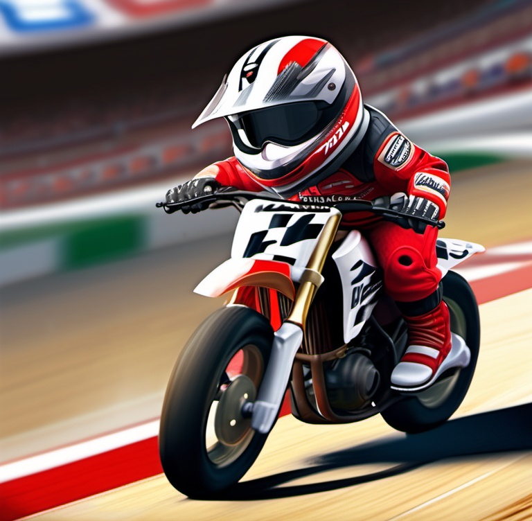 One Hamster with racing helmet red and black racing leathers,  around detailed race track,  detailed open helmet with larg...