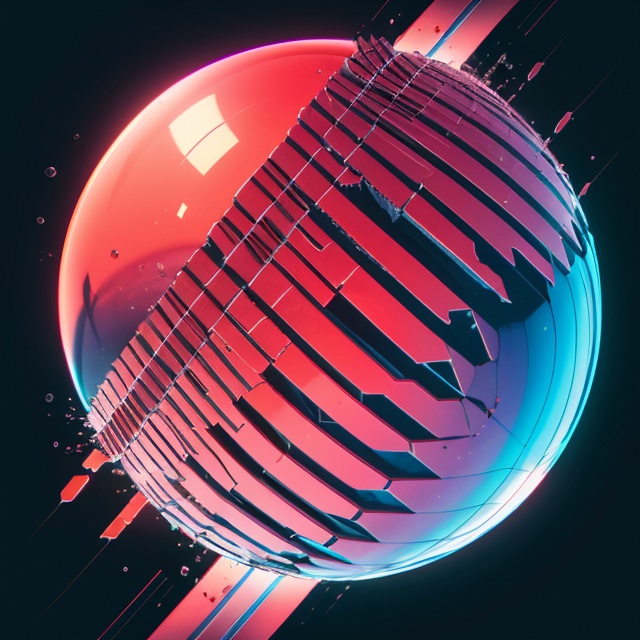 a red chromatic aberration bubble is being sliced in the style of bb3l15 on Tensor.Art