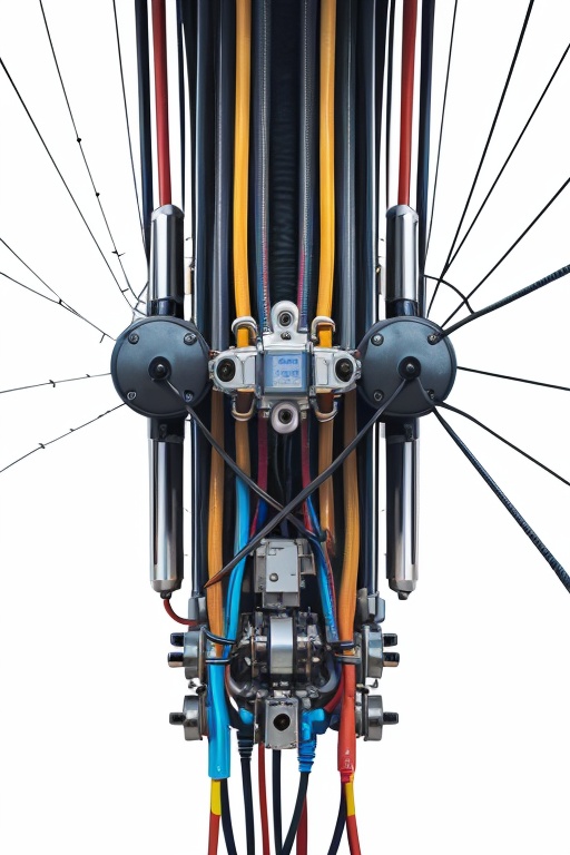 color tubes and wires mechanical in the style of bb3l15 (over white background),  spider web on Tensor.Art