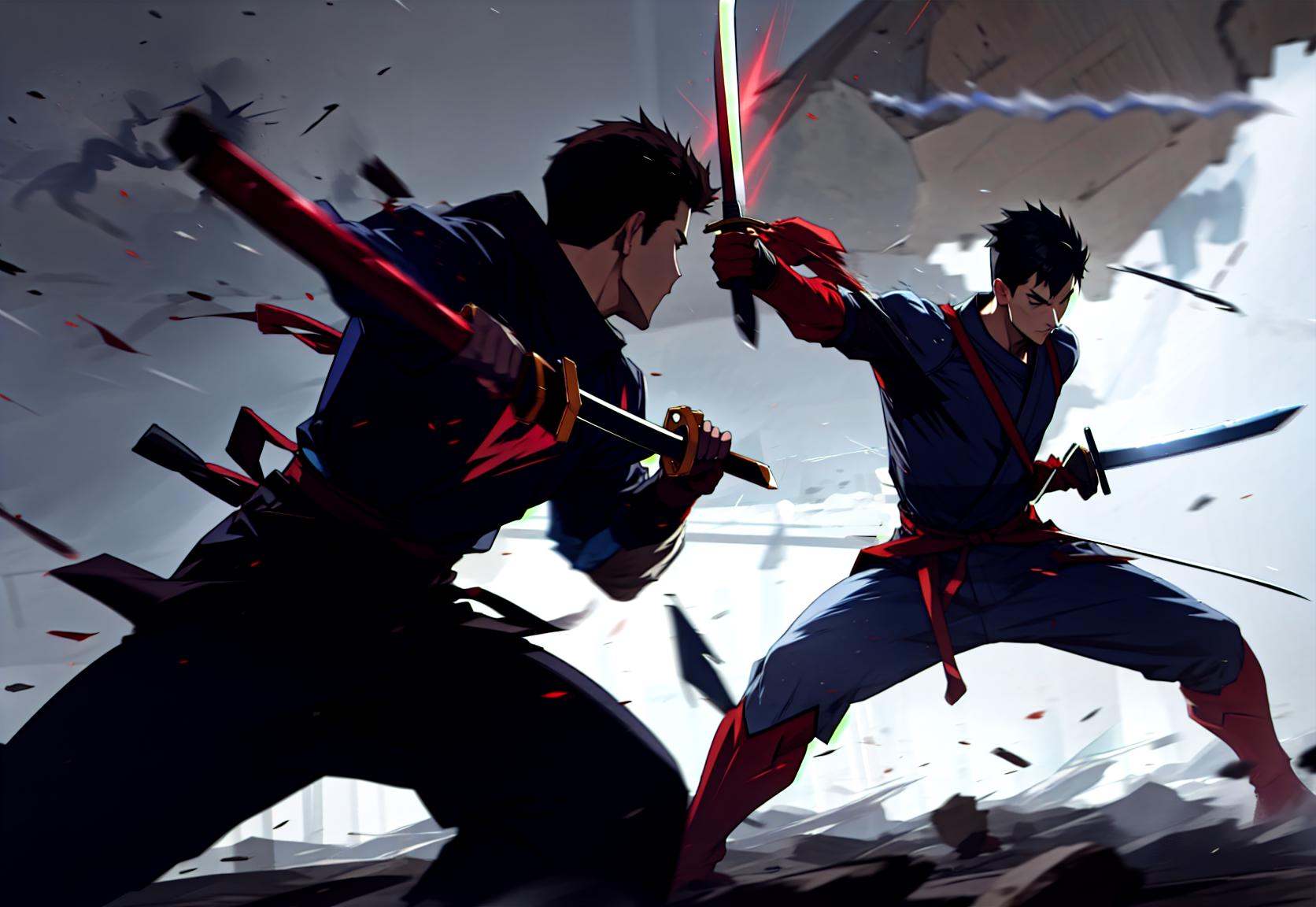 fight scene 2 boys fighting,  dust,  smoke on Tensor.Art