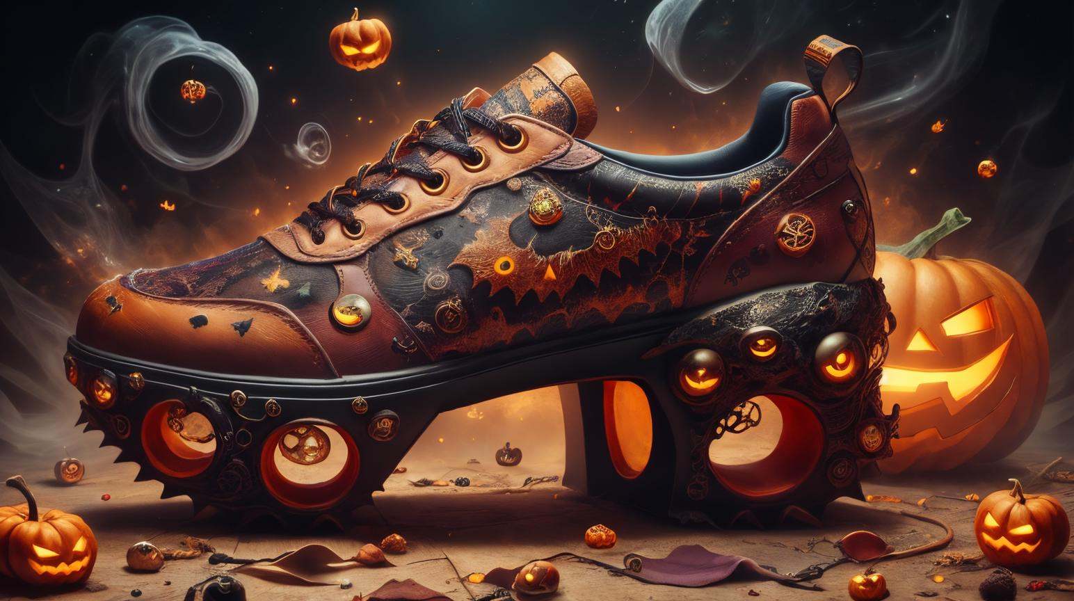 RAW Photo of HalloweenGlowStyle Maroon shoe on Tensor.Art