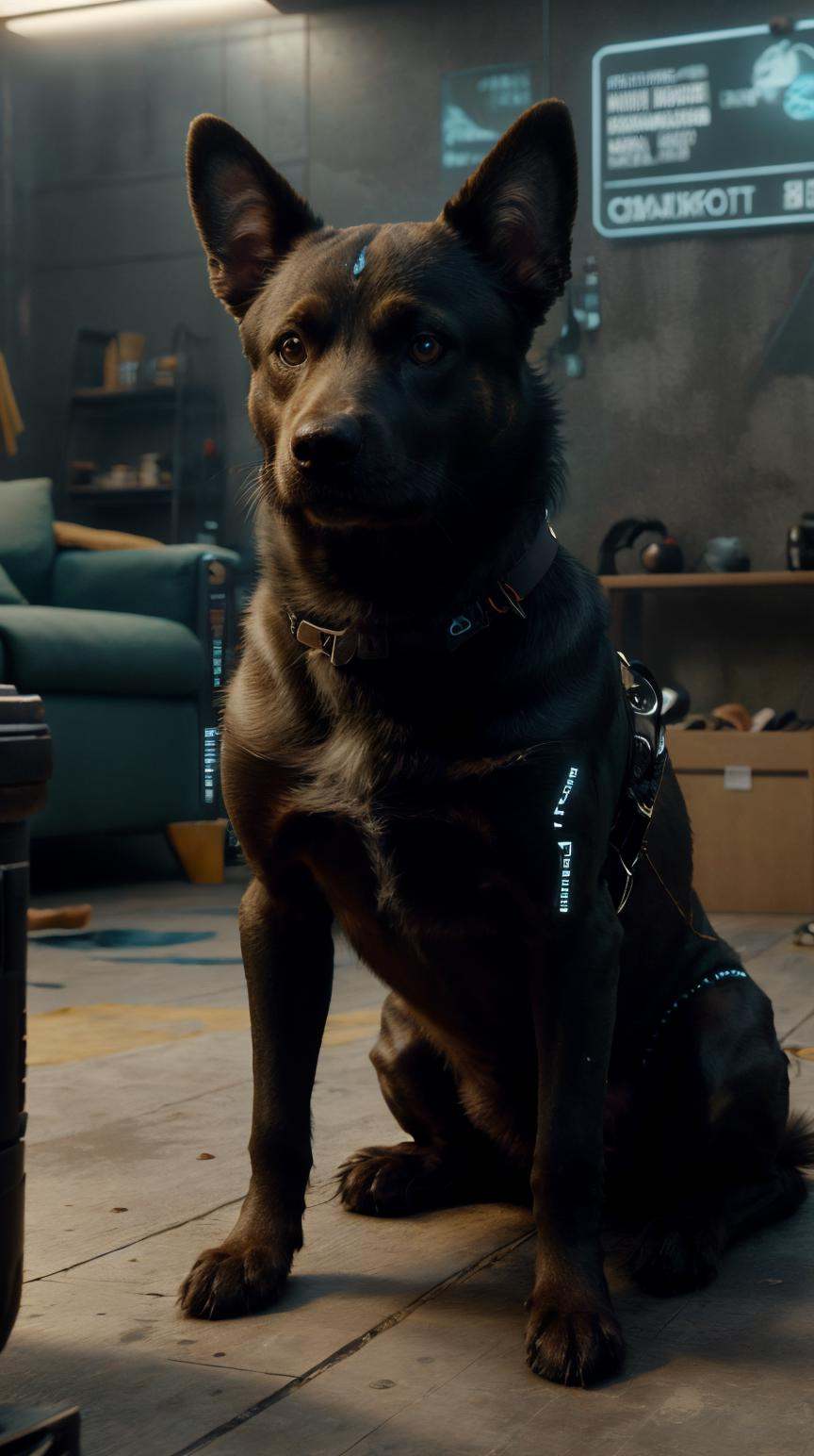 RAW Photo of C7b3rp0nkStyle dog body,  cyberpunk style,  photorealistic on Tensor.Art
