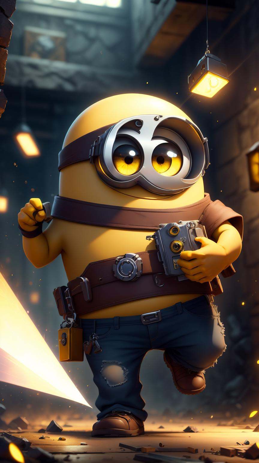 MinionStyle Yellow an elusive thief bypassing laser security to steal a precious artifact on Tensor.Art
