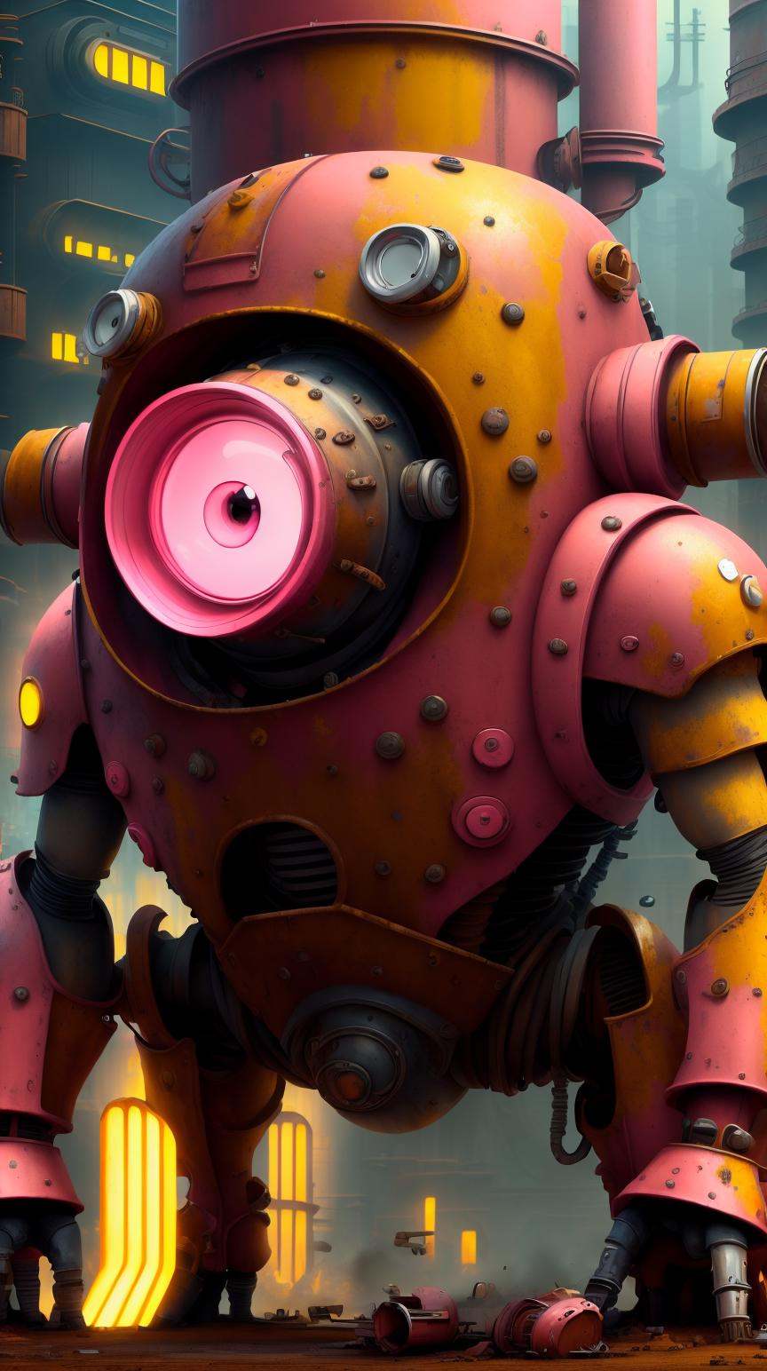 MinionStyle Pink portrait,  solo, on Tensor.Art