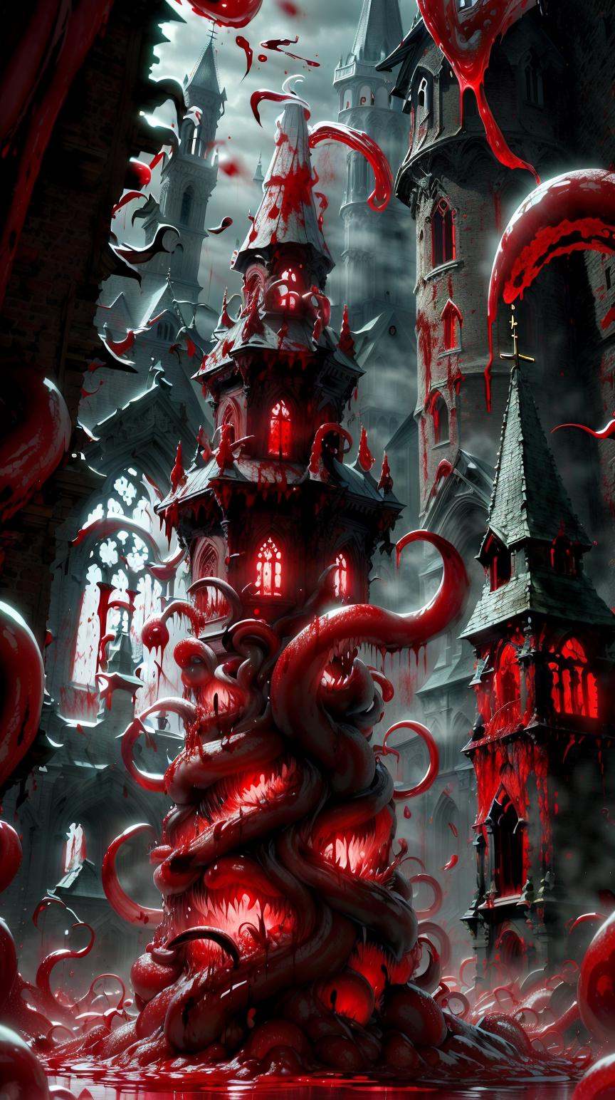 CarnageStyle,  ,  danish church with a towering spire and bell tower on Tensor.Art