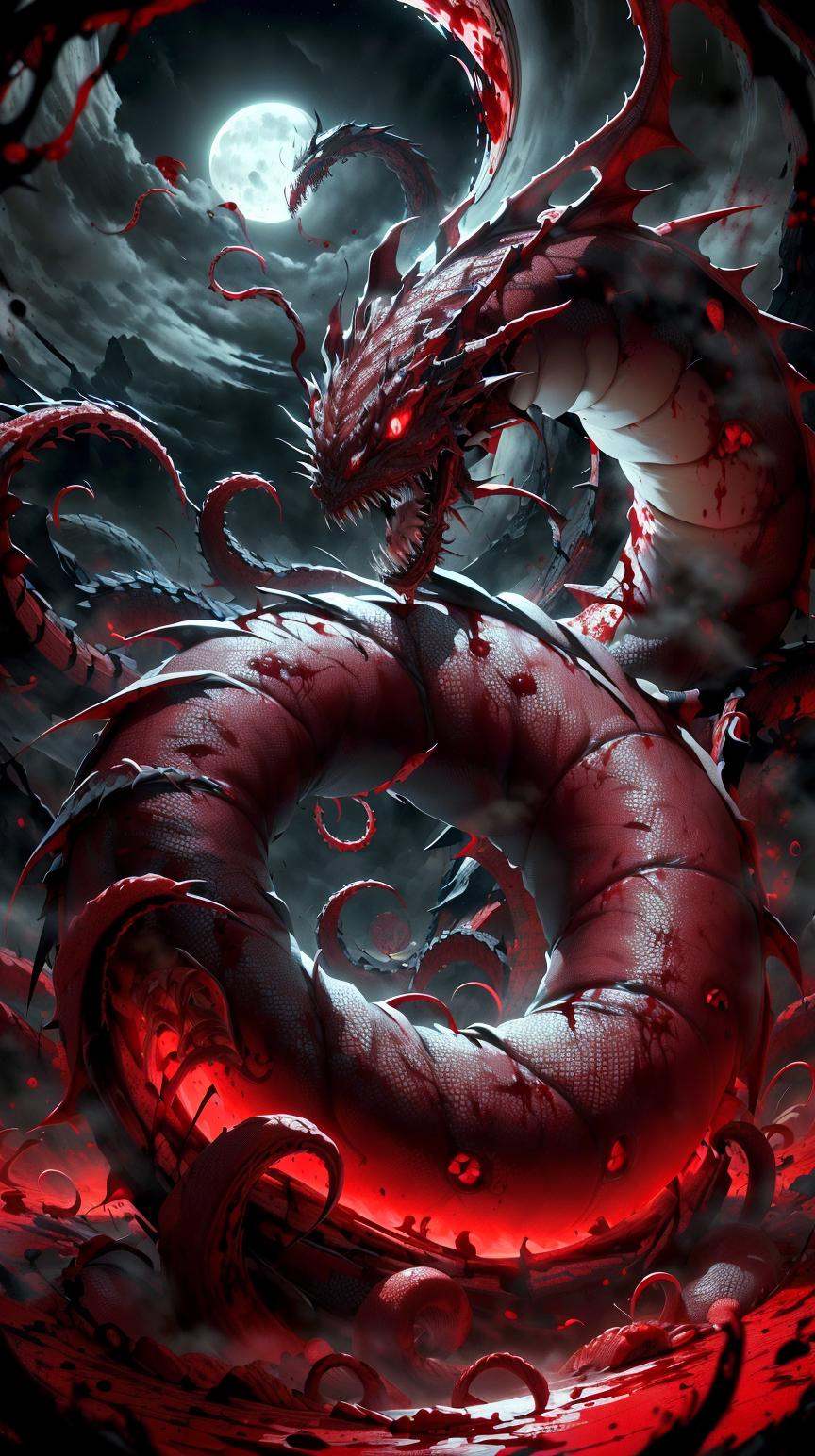 CarnageStyle,  ,  a dragon curled around a moon on Tensor.Art