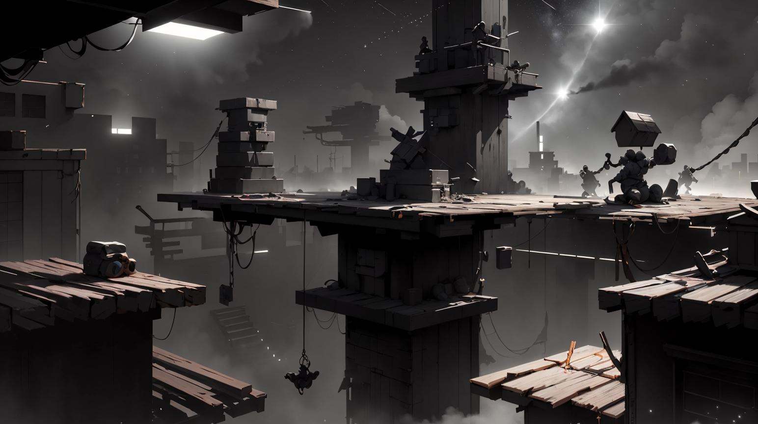 WhiteboxStyle Rooftop Ninja Training Ground: Grappling hooks,  swinging ropes,  wooden dummies on Tensor.Art