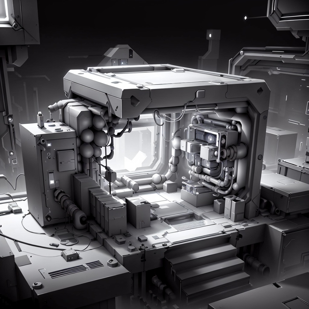 WhiteboxStyle,  quantum computer core,  monochrome on Tensor.Art