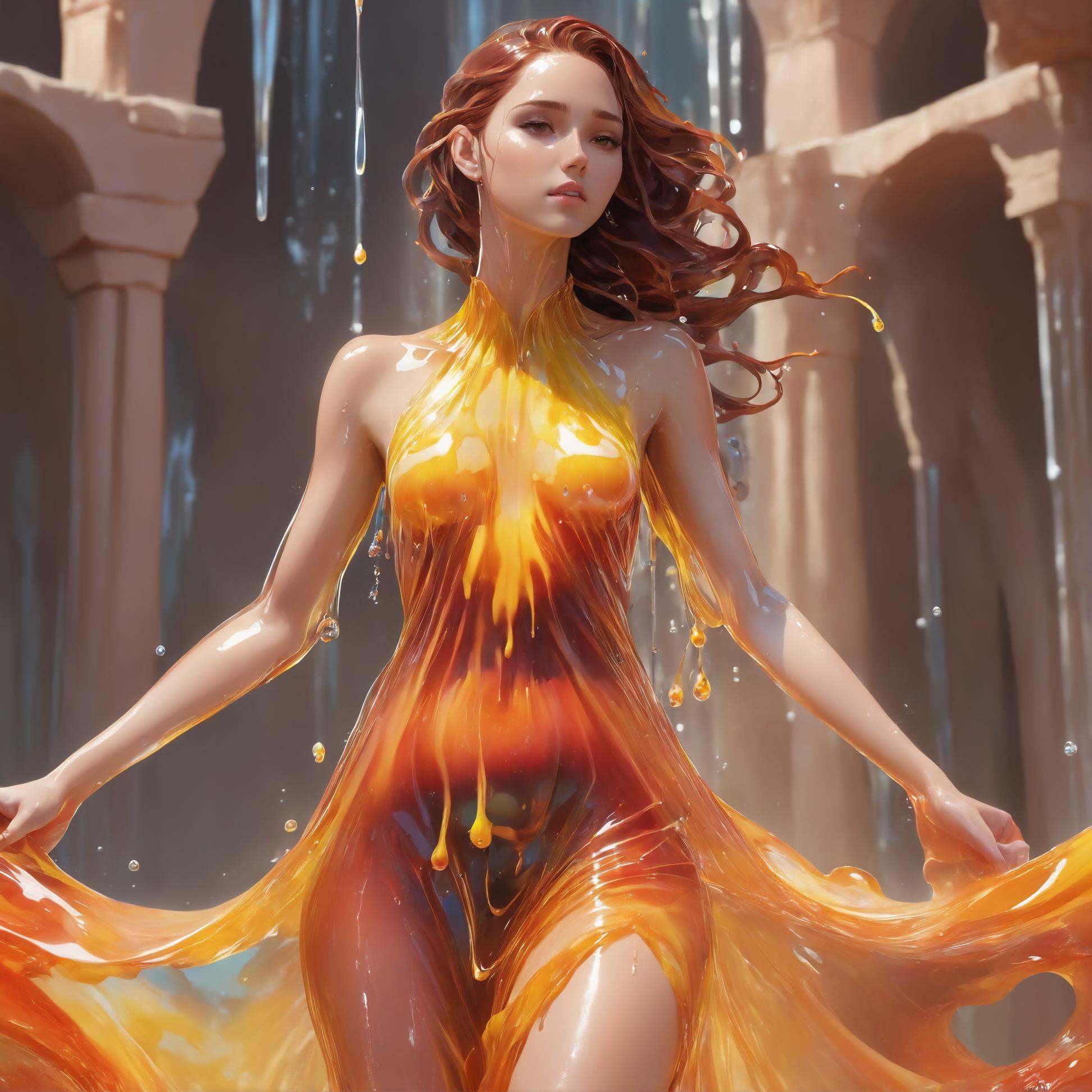 liquid dress,  concept art,  [Obscene:Hateful:5] Girl on Tensor.Art