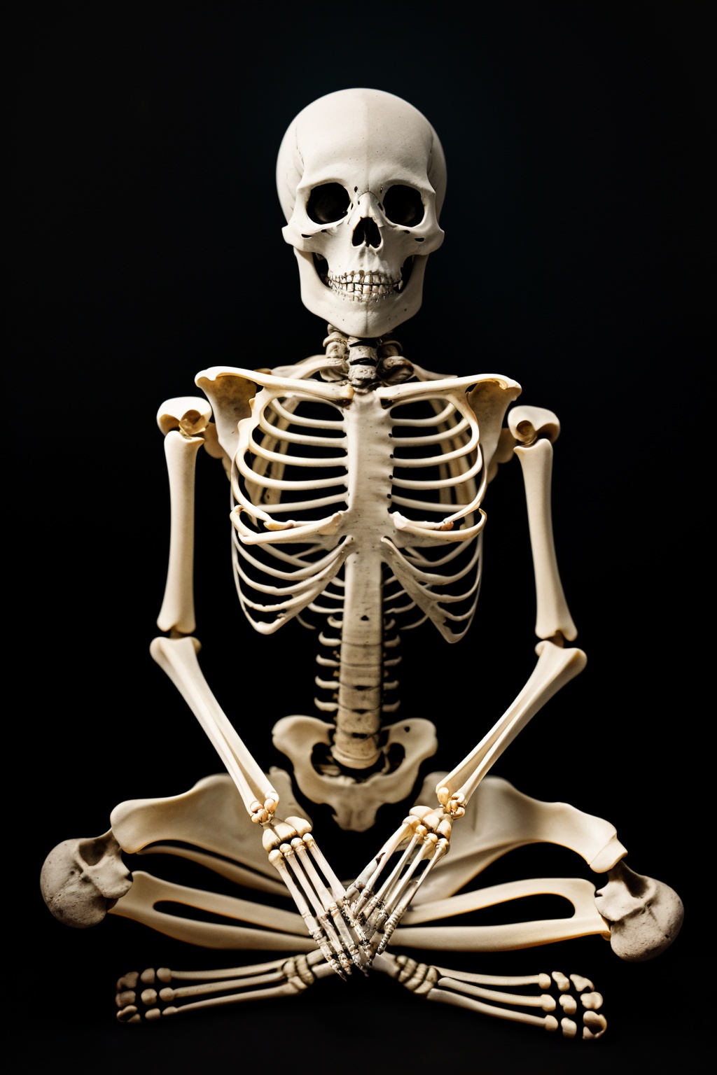(a professional photography of a skeleton meditation,  deep meditation,  sitting cross-legged on Tensor.Art