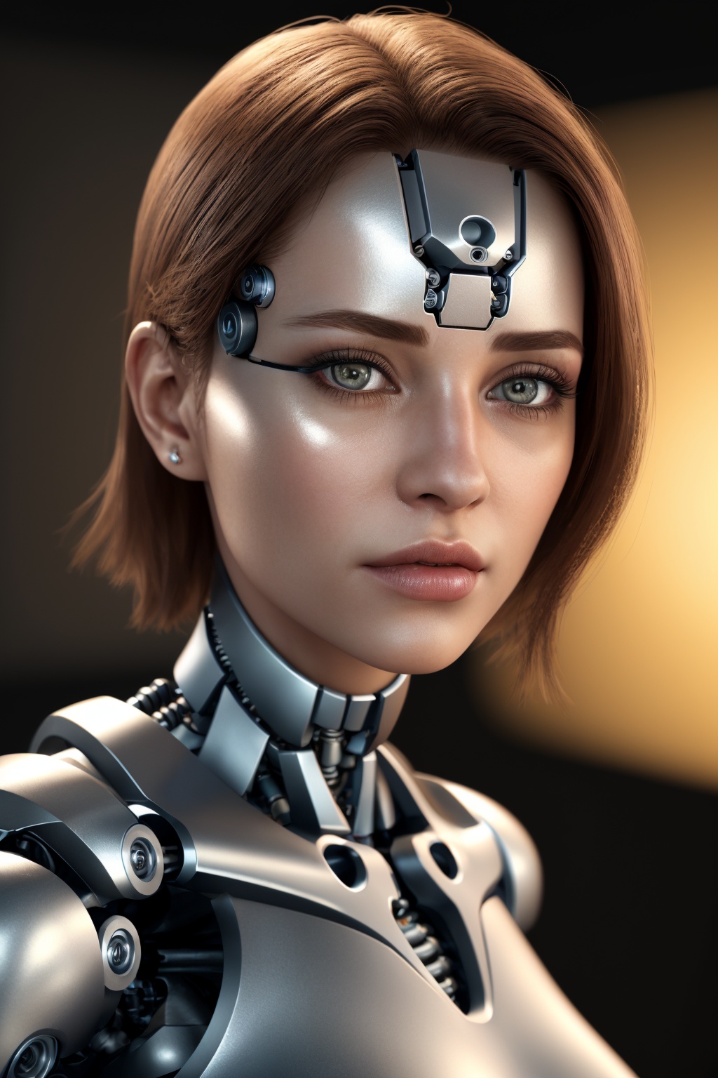 (semi-cyborg female,  biomechanical arms,  detailed eyes and face on Tensor.Art