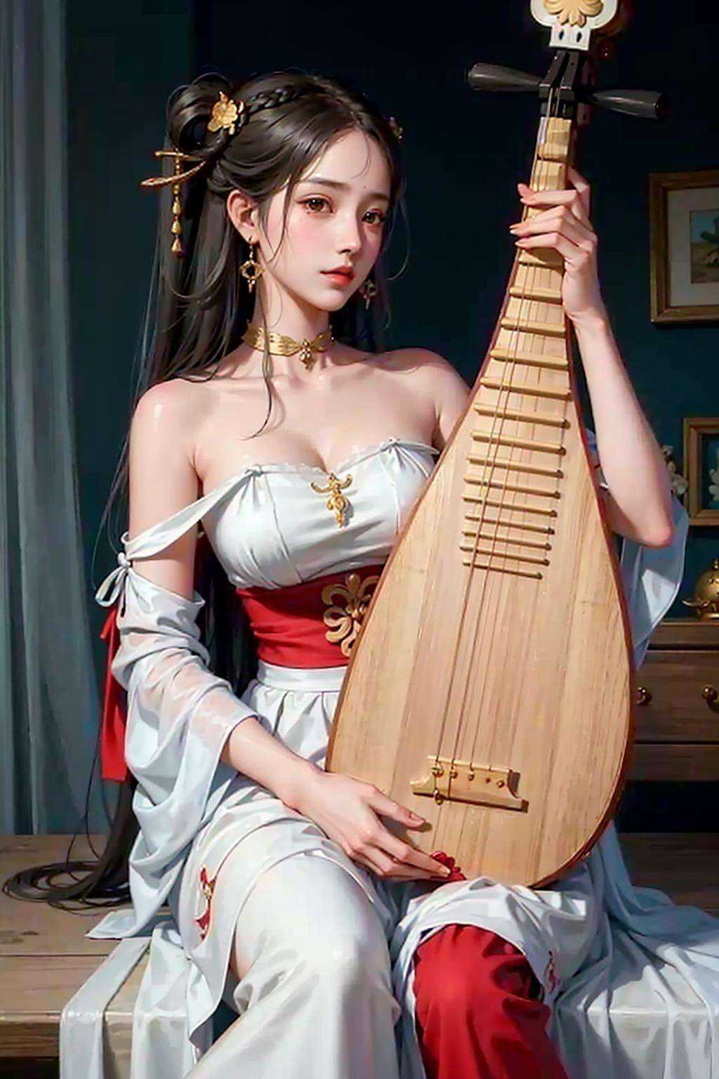 1girl,  (playing_pipa,  holding pipa) on Tensor.Art