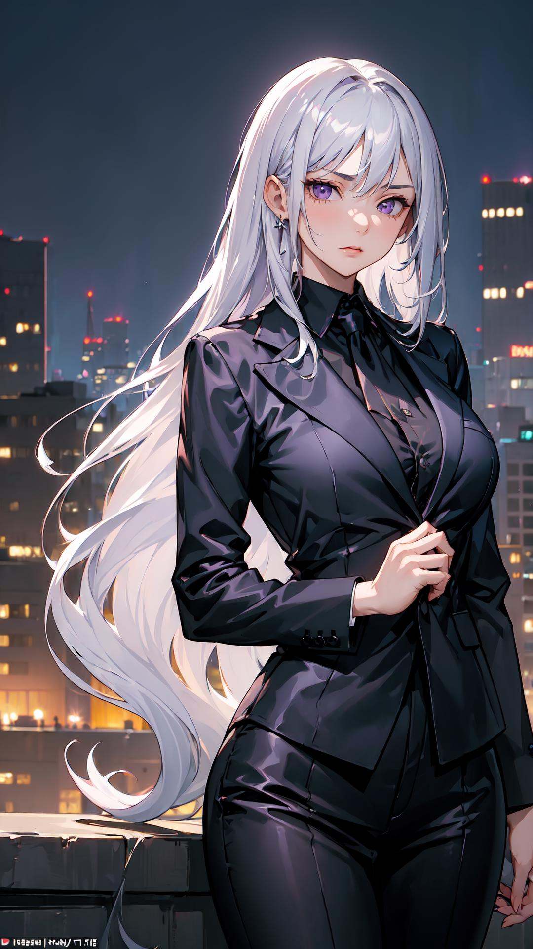 ),  1girl with a very long hair,  silver hair on Tensor.Art