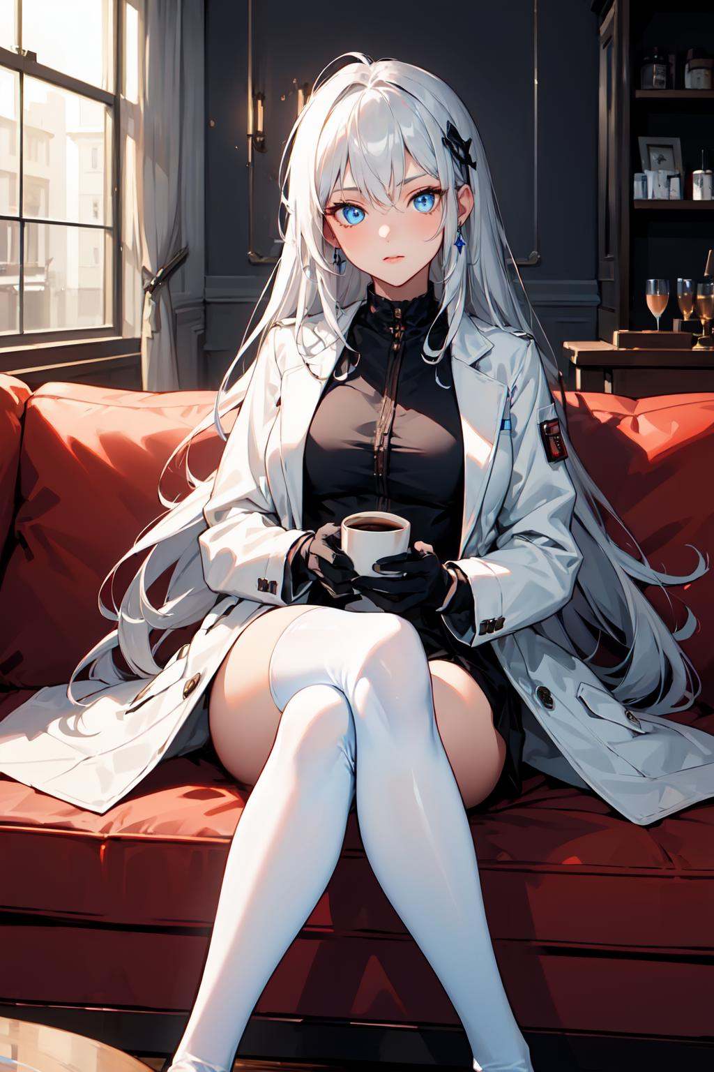 ),  1girl with a very long hair,  silver hair on Tensor.Art