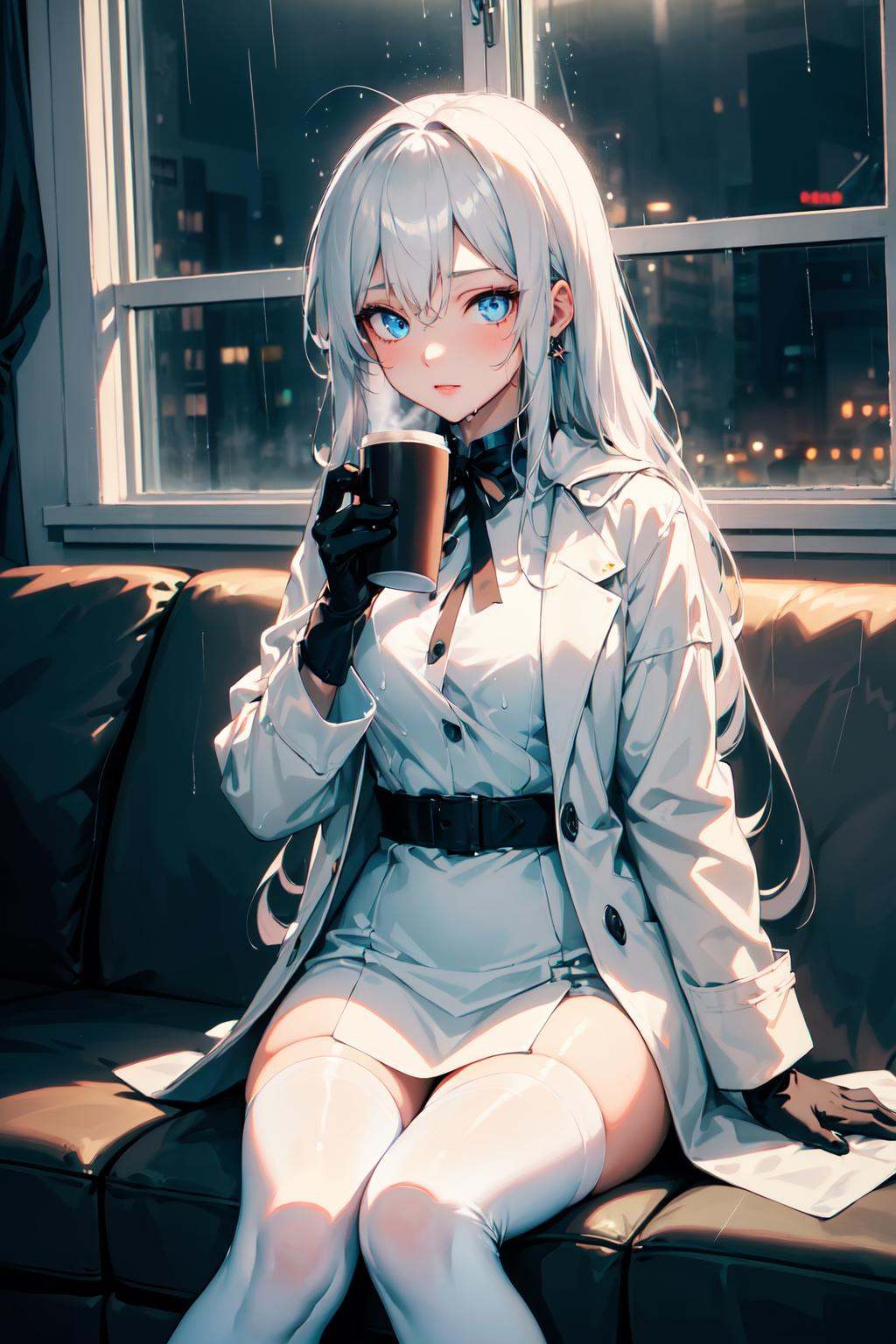 ),  1girl with a very long hair,  silver hair on Tensor.Art