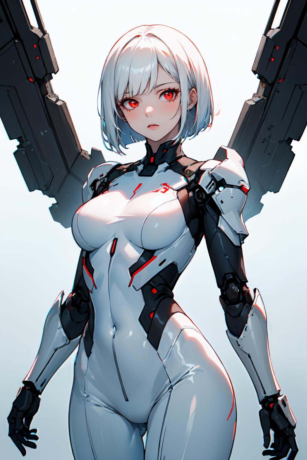 ),  1girl with a short bob cut hair,  white hair on Tensor.Art