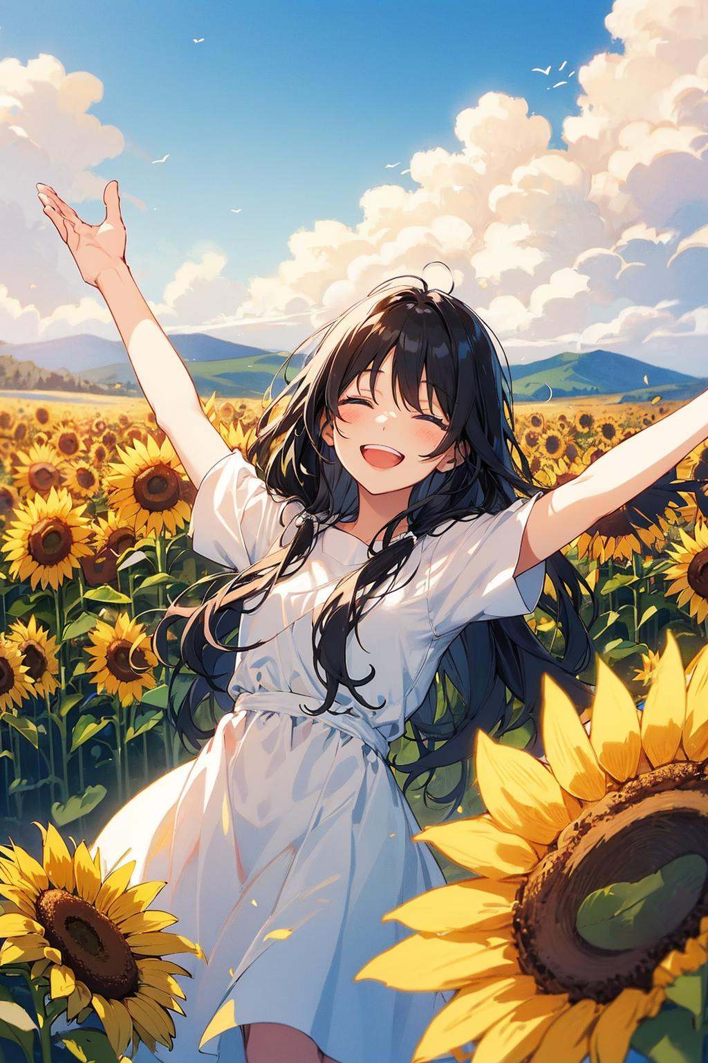1girl with a very long hair,  hair over eyes,  black hair on Tensor.Art
