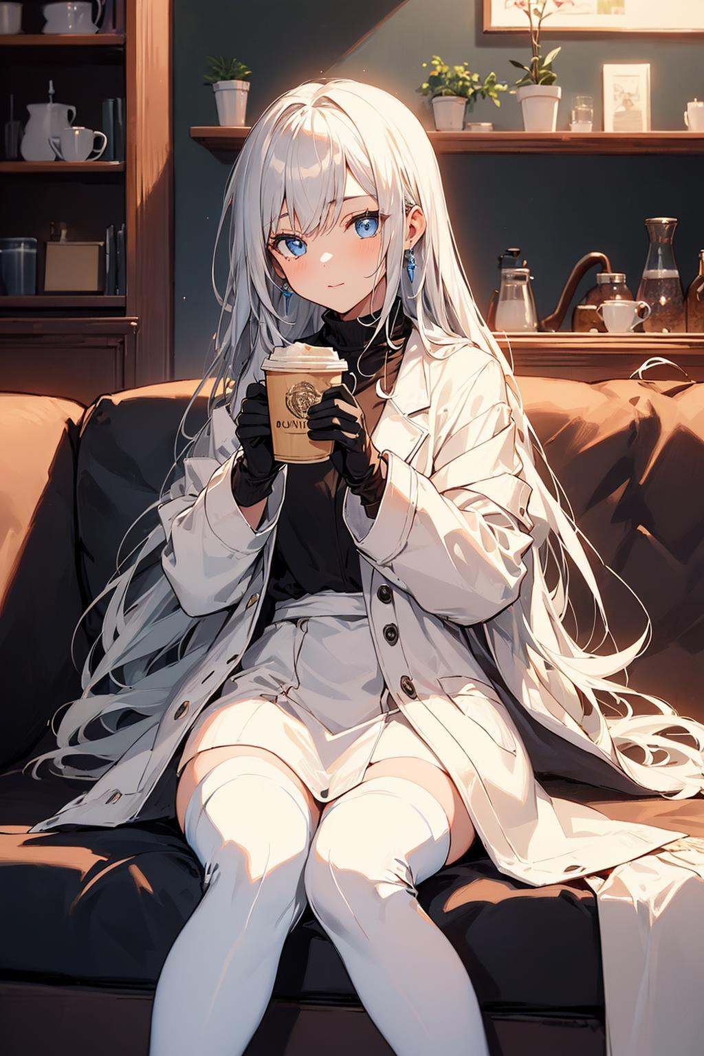 ),  1girl with a very long hair,  silver hair on Tensor.Art