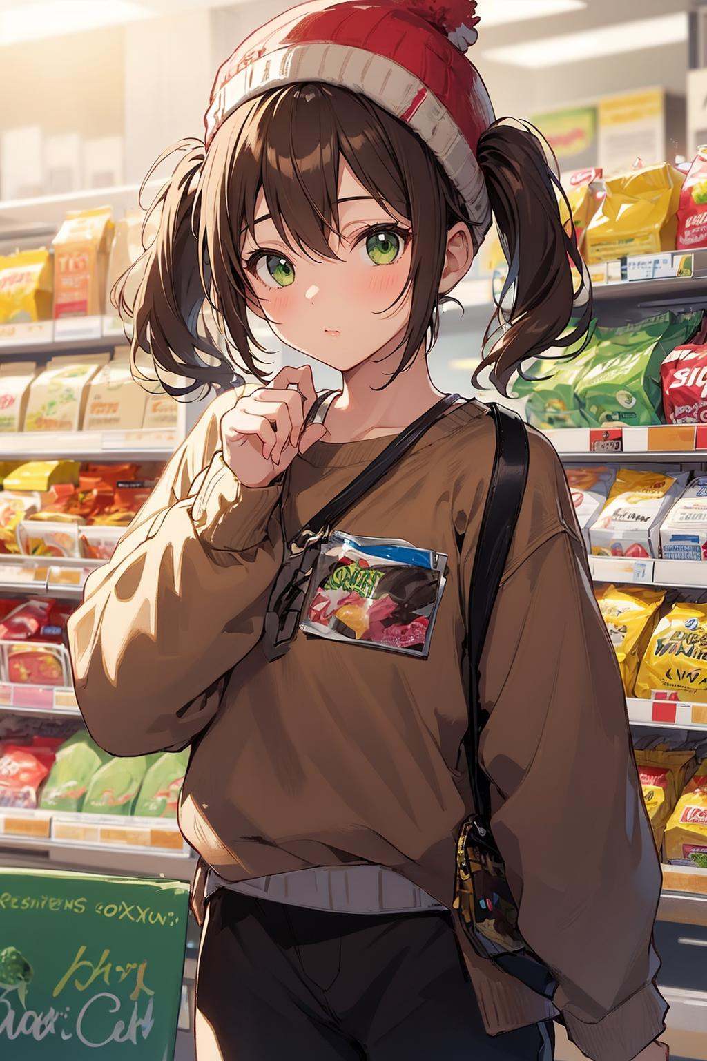 1girl with a short hair,  brown hair,  green eyes on Tensor.Art