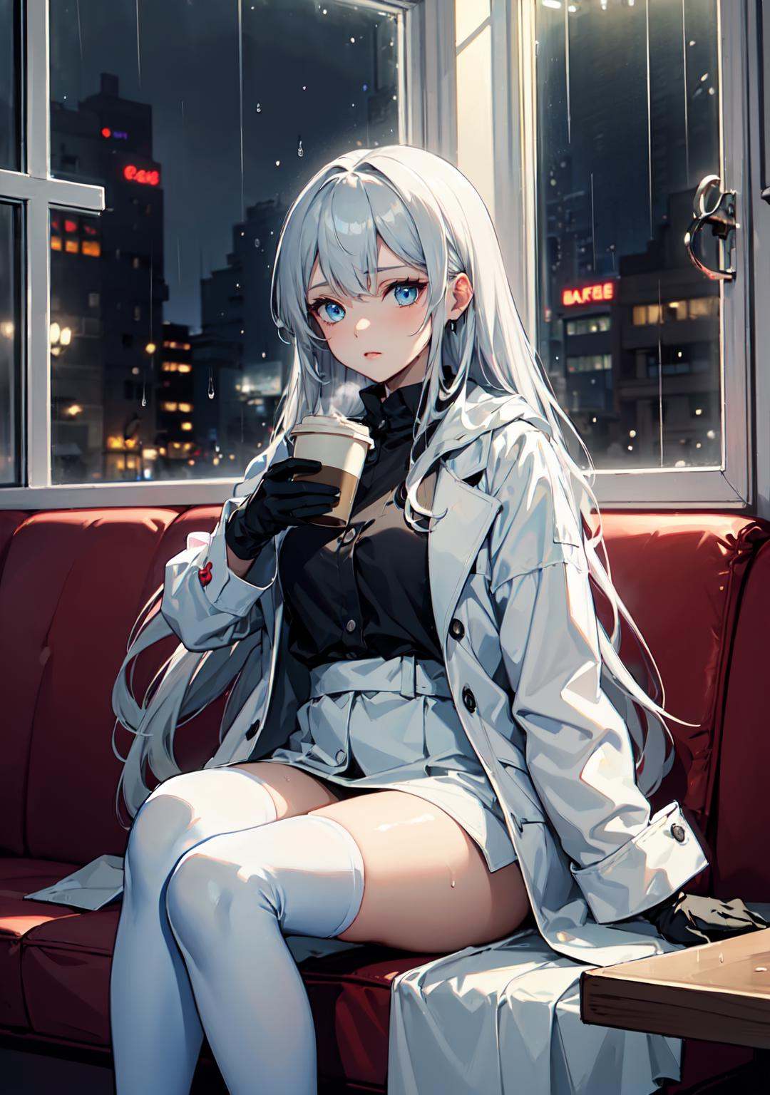 ),  1girl with a very long hair,  silver hair on Tensor.Art