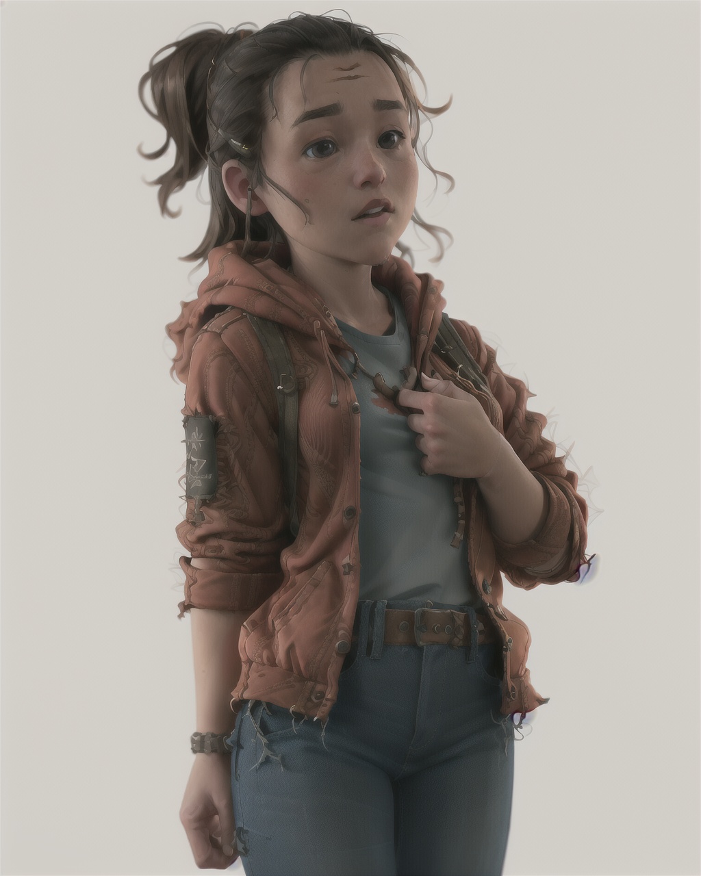 TheLastOfUs 1girl ellie,  red hooded sweater,  blue jean EstilizStyle chibi 3d on Tensor.Art