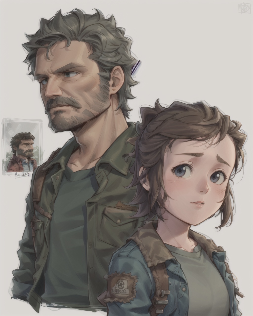TheLastOfUs illustration cartoon of a joel 1man and a 1girl ellie ICTStyle on Tensor.Art