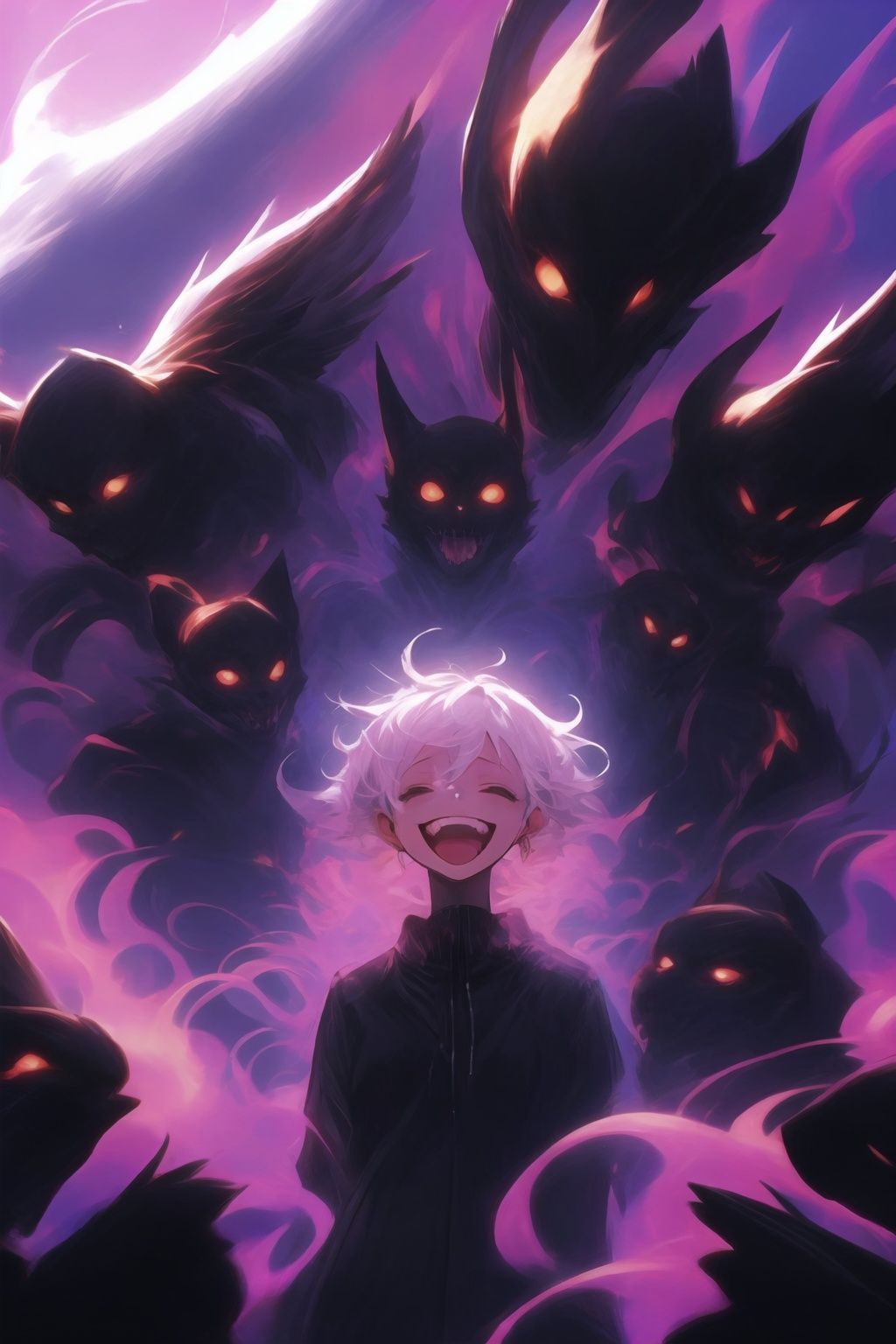 1girl, graffiti, surrounded by imps<lora:graffiti-halloween_v1_base:0.8>,