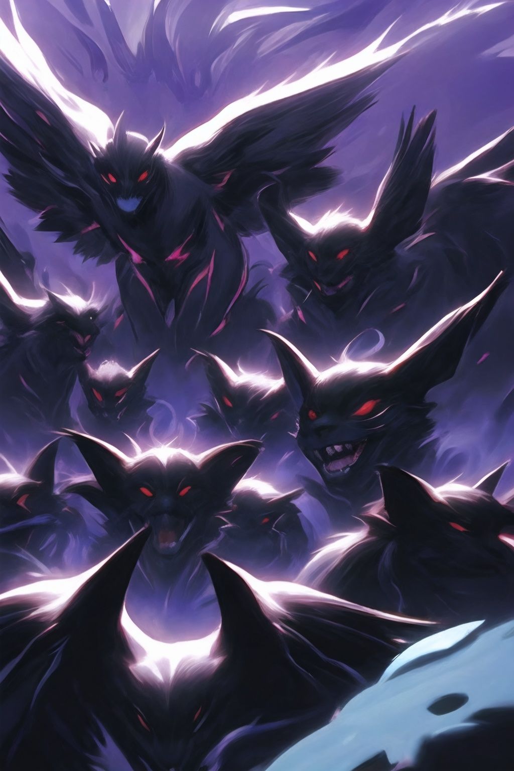<lora:graffiti-halloween_v1_base:0.65>,a demonic,graffiti,surrounded by imps,