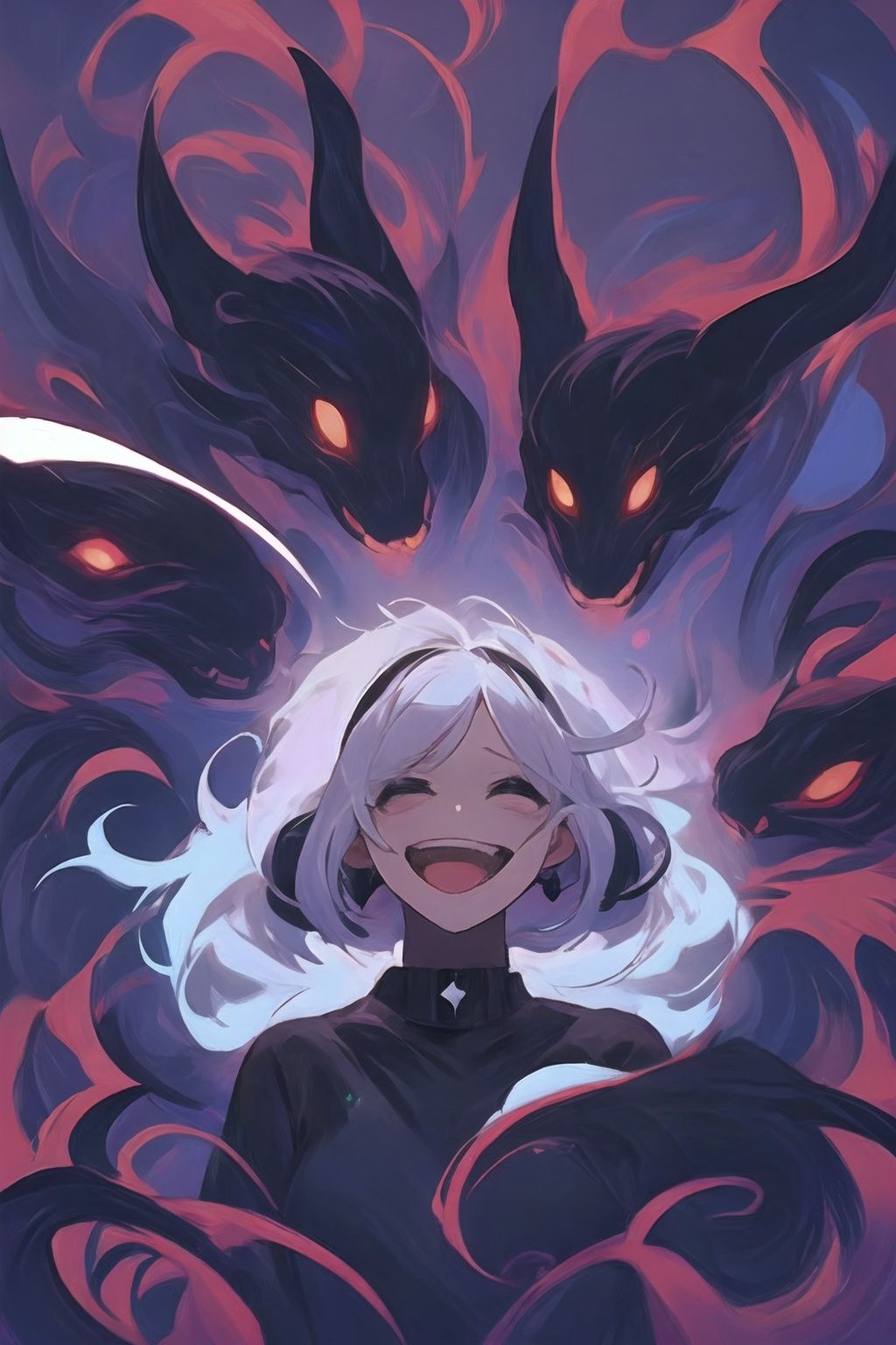 <lora:graffiti-halloween_v1_base:0.65>,1girl,graffiti,surrounded by imps,