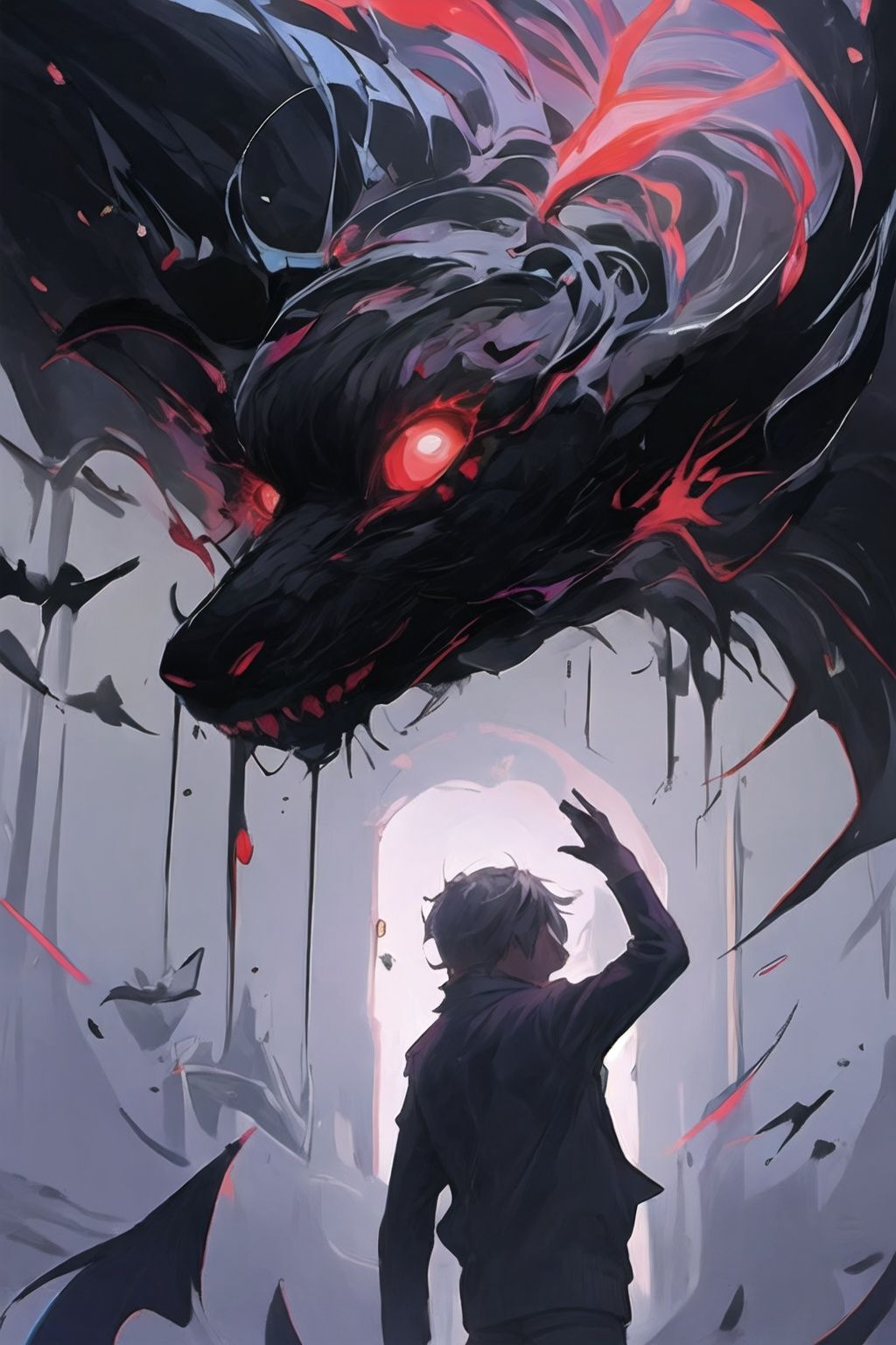 <lora:graffiti-halloween_v1_base:0.65>,1boy,graffiti,demon background,