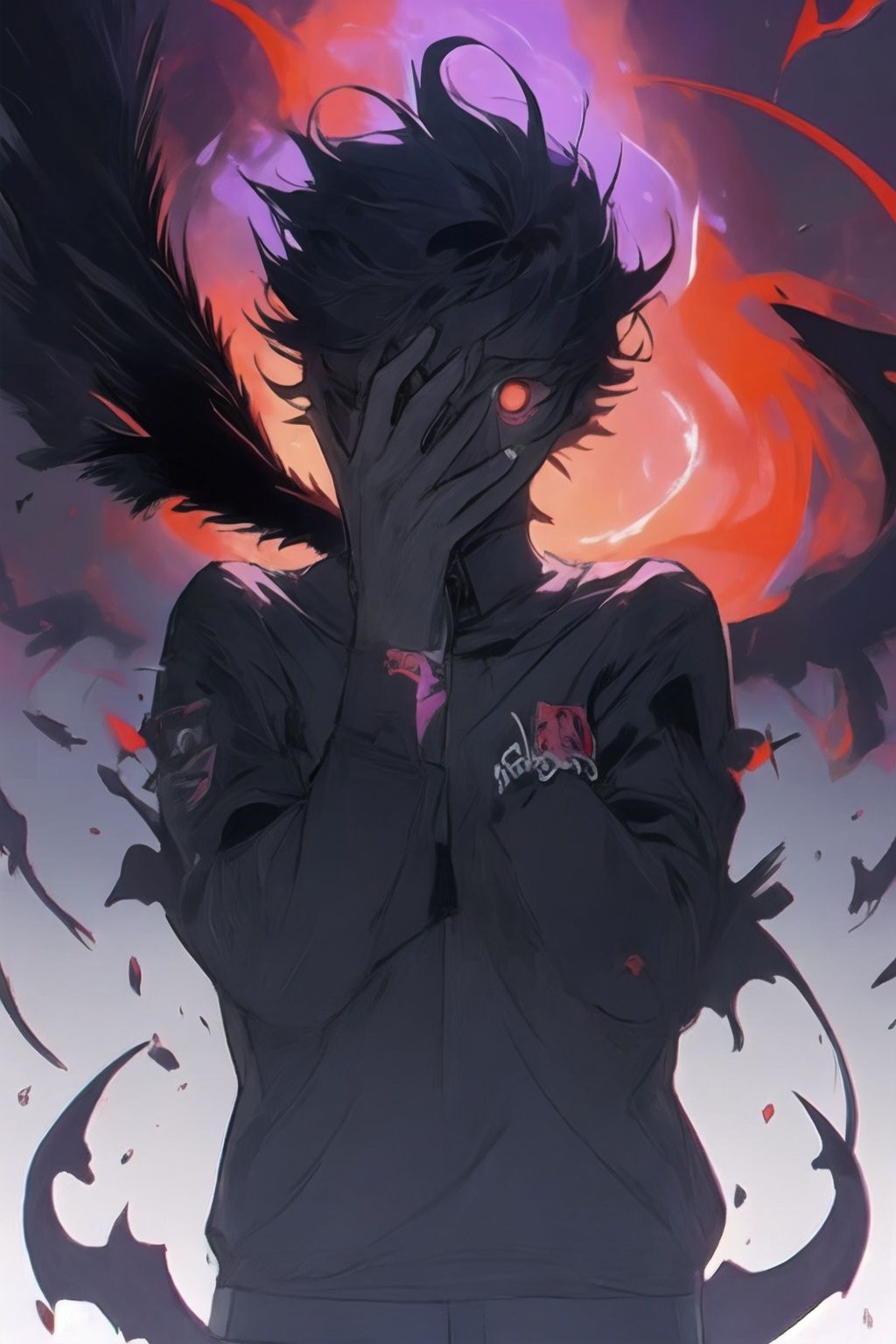 <lora:graffiti-halloween_v1_base:0.65>,1boy,graffiti,demon background,